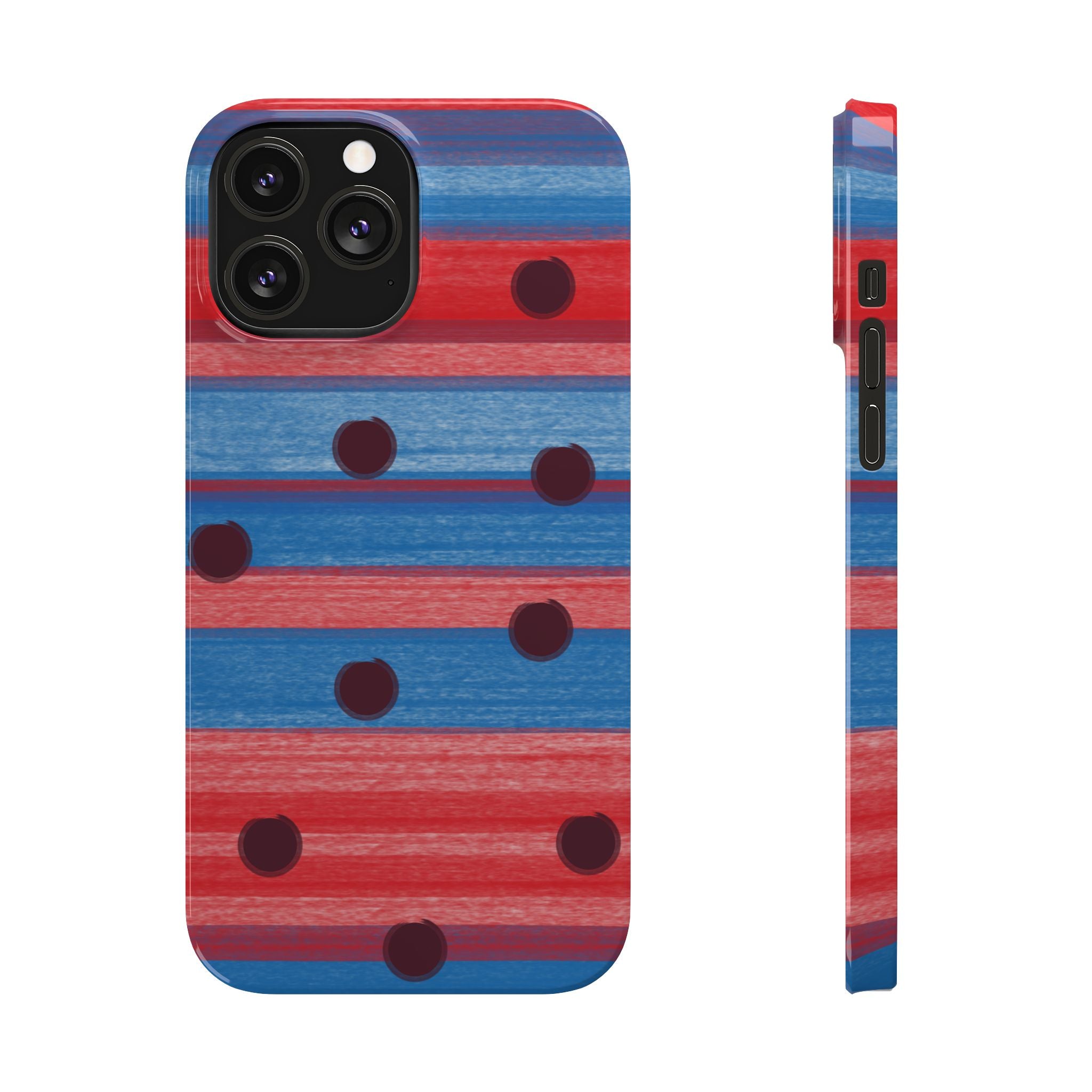 Slim Phone Case — Red & Blue Striped Polka Dot Pattern SATC Inspired
