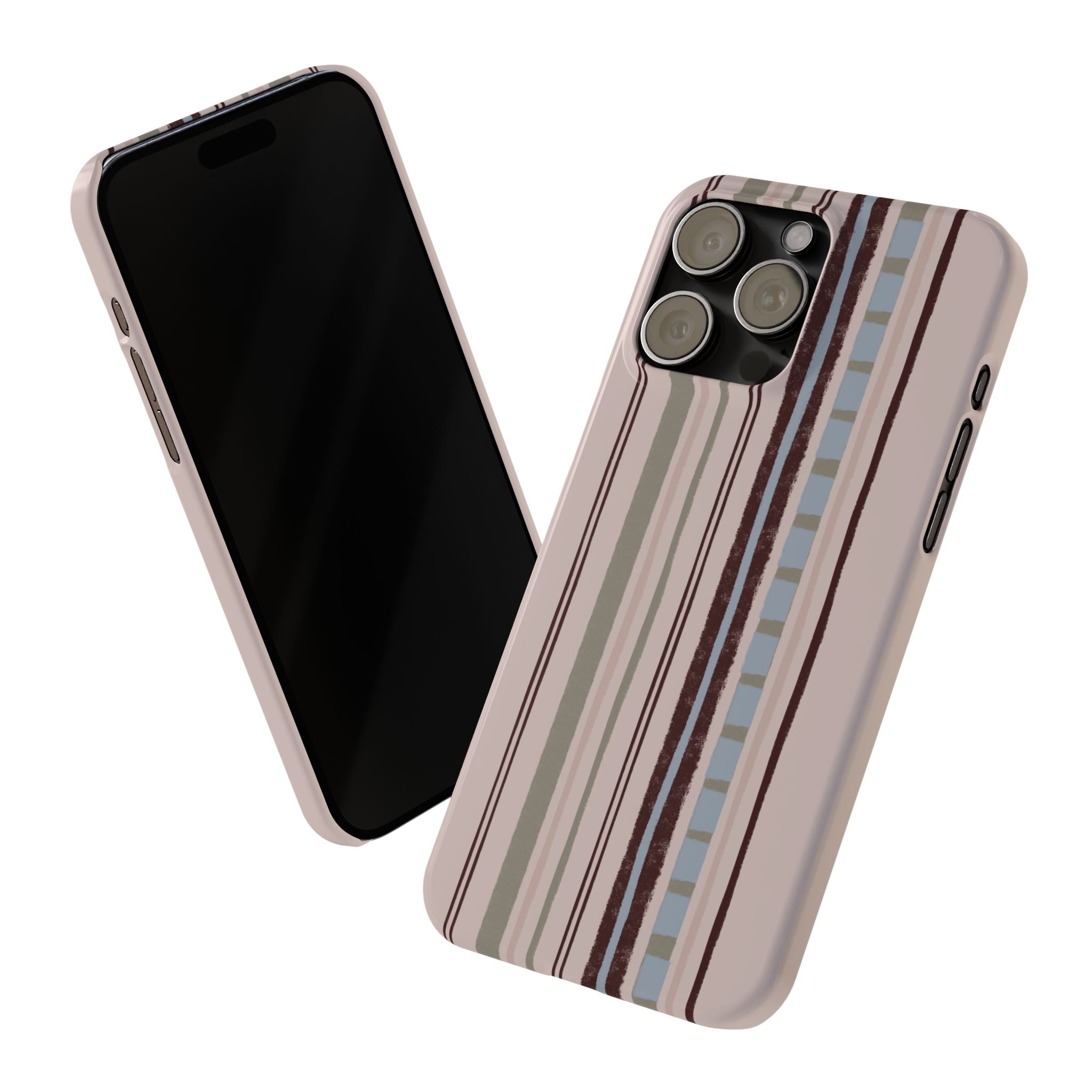 Slim Phone Case — Vintage Striped Pattern, Neutral Earthtone Protective Cover