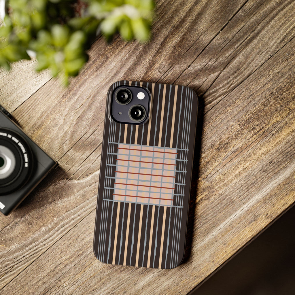 Slim Phone Case — Modern Geometric Stripe Pattern
