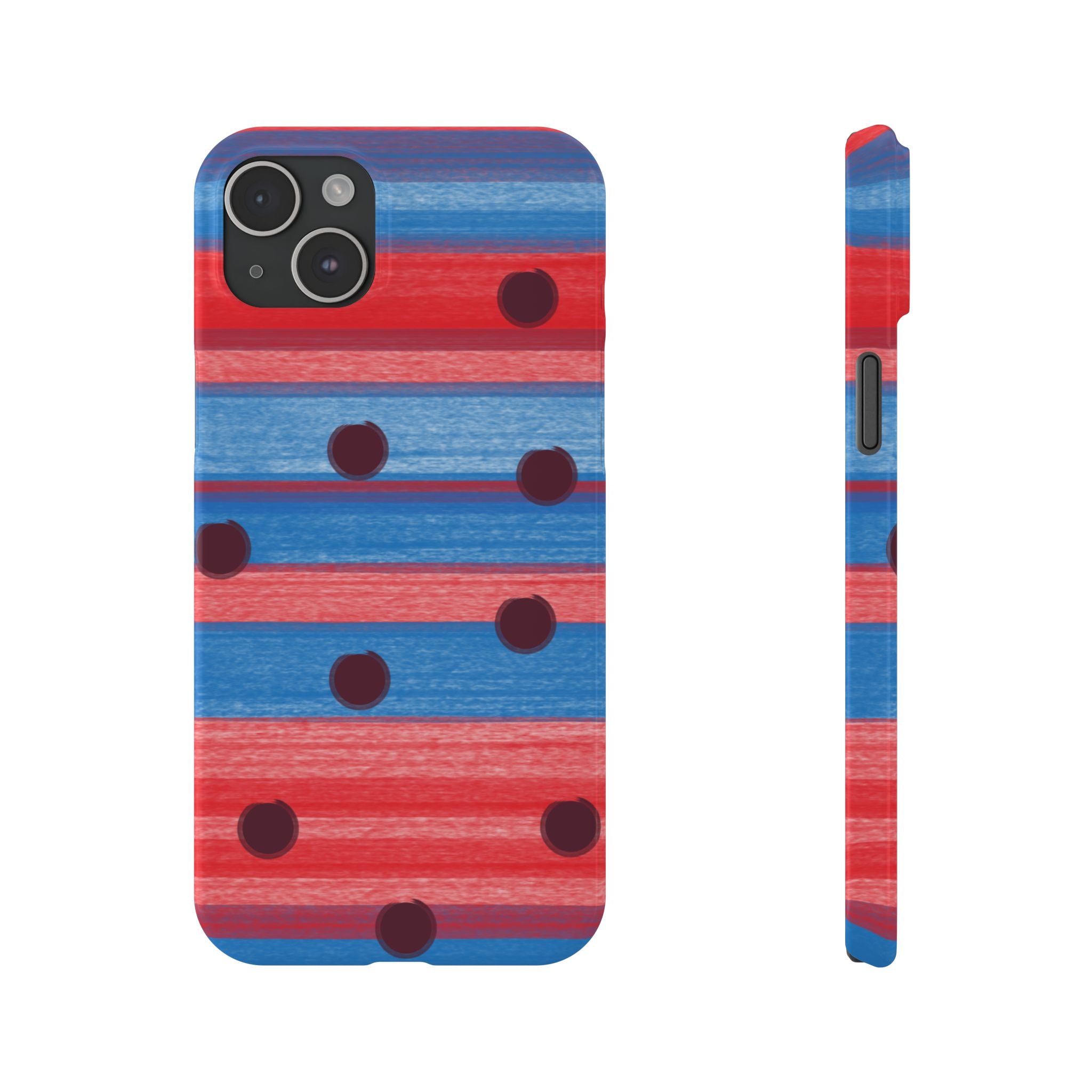 Slim Phone Case — Red & Blue Striped Polka Dot Pattern SATC Inspired