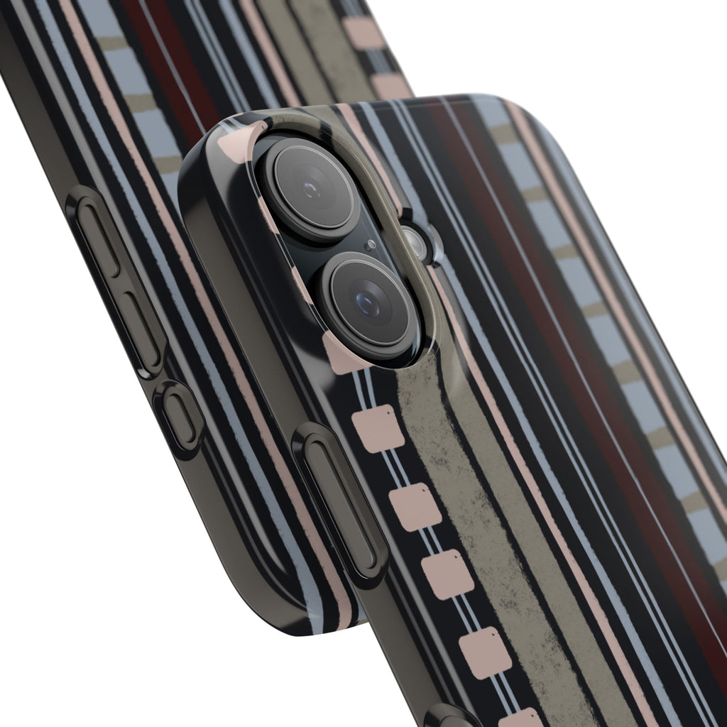 Slim Phone Case — Vintage Striped Pattern, Neutral Earthtone Protective Cover
