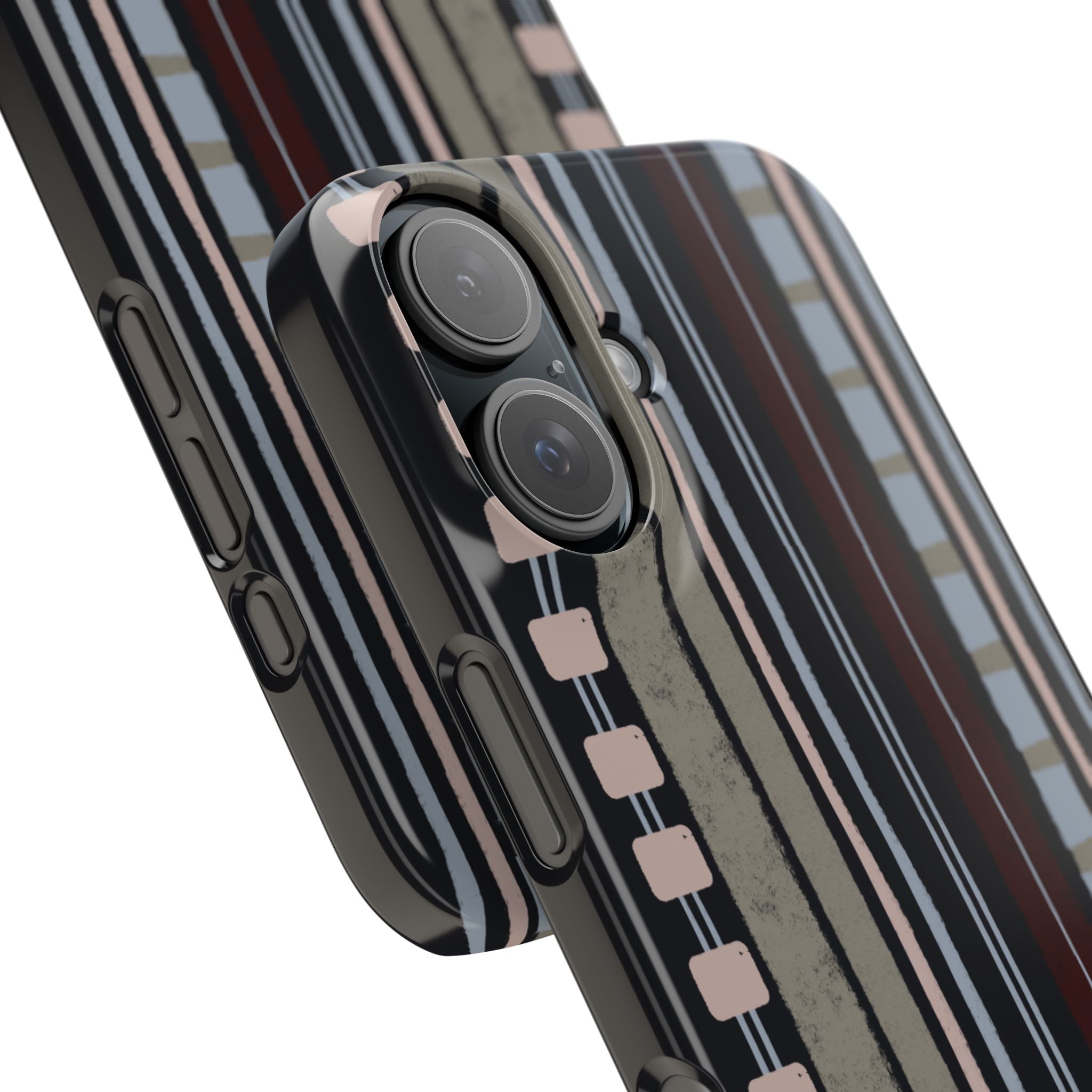 Slim Phone Case — Vintage Striped Pattern, Neutral Earthtone Protective Cover