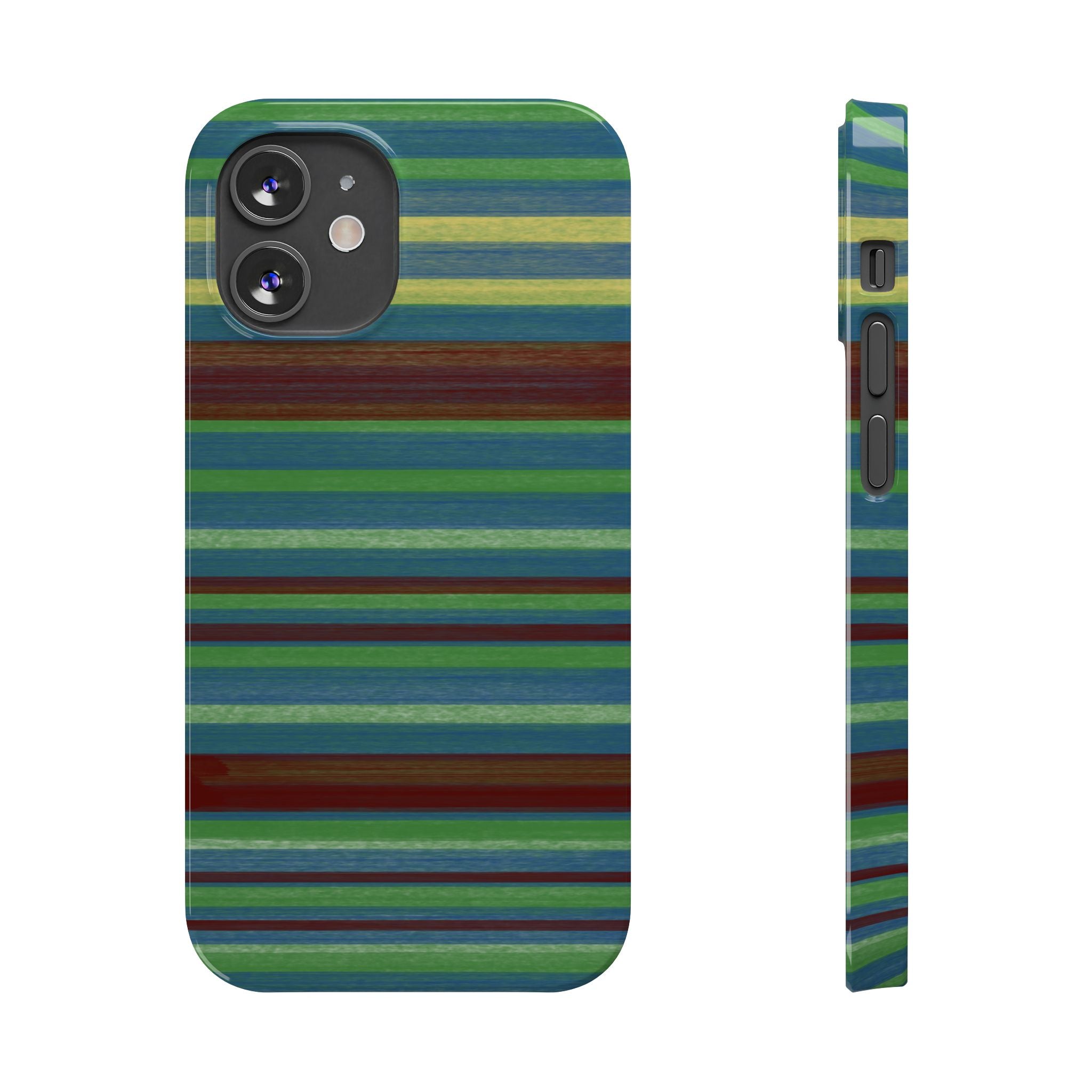 Striped Green Slim Phone Case — Blue & Teal Horizontal Stripes SATC Inspired