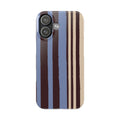 Retro Striped Slim Phone Case — Blue, Brown & Cream Vertical Stripes