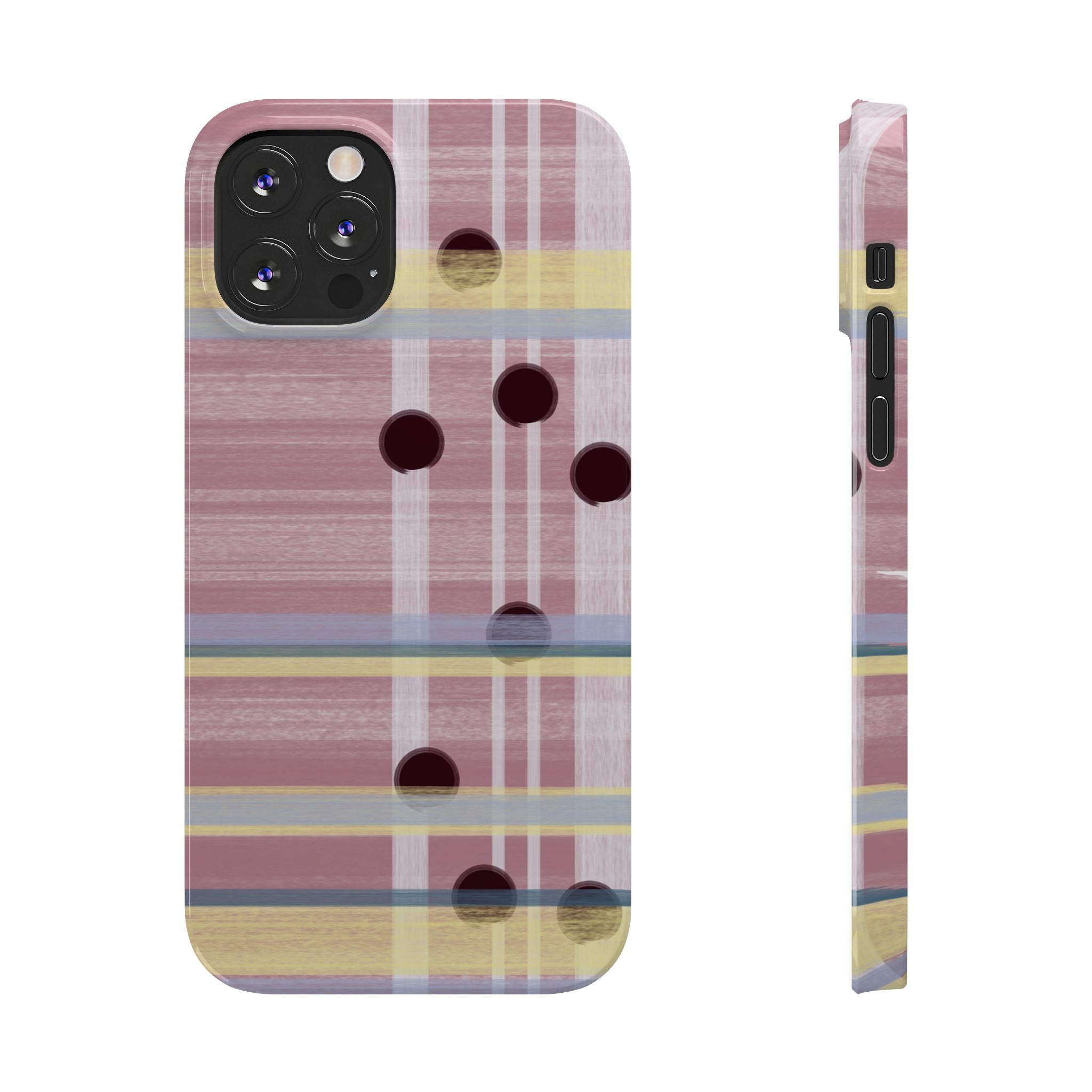 Slim Phone Case — Pink Plaid with Polka Dot Accent SATC Inspired