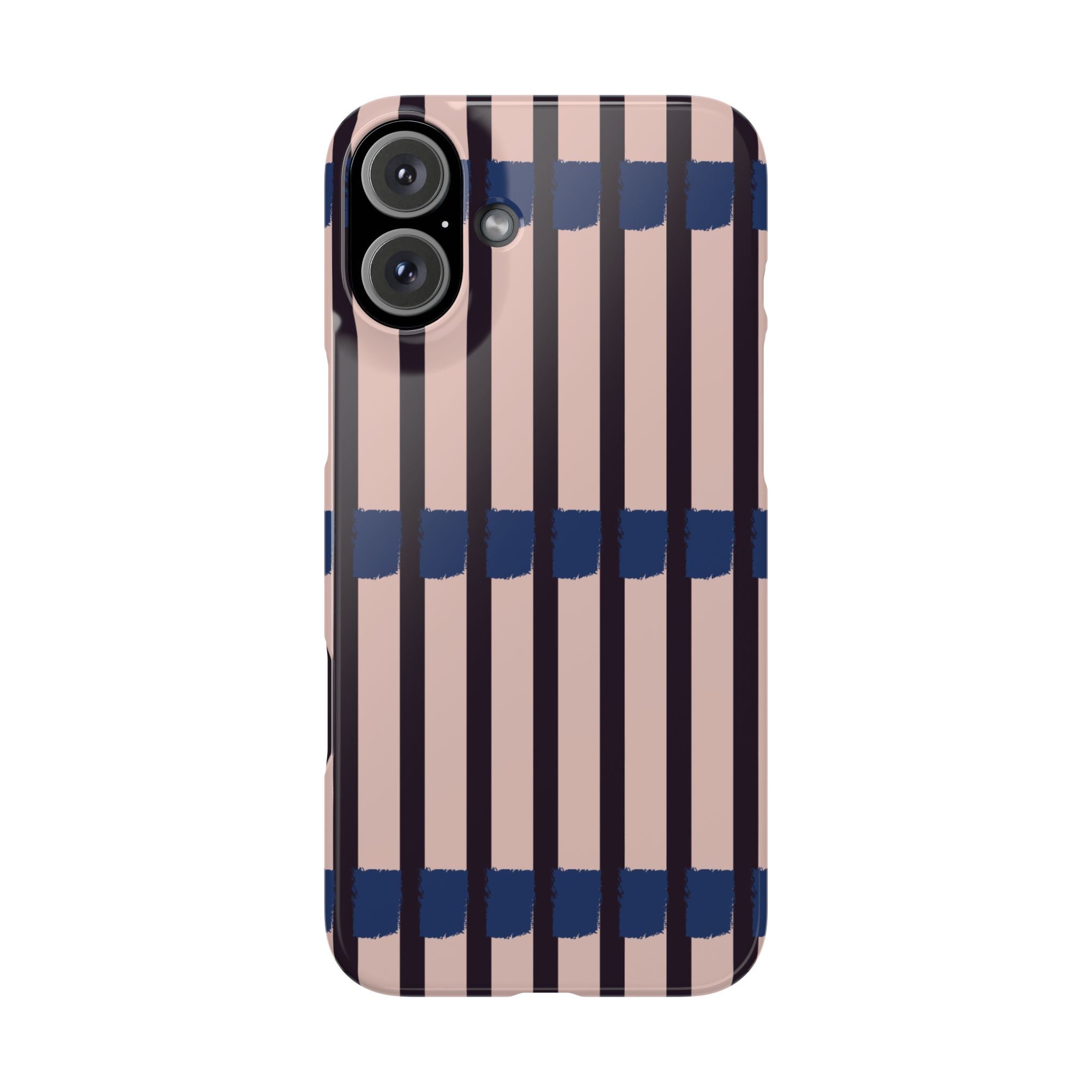 Slim Phone Case — Minimalist Blush & Navy Stripe Pattern