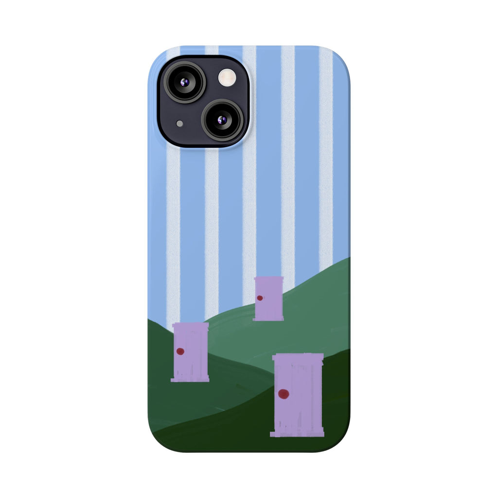 Slim Phone Case — Whimsical Purple Doorway on Green Hills Backrooms-Inspired