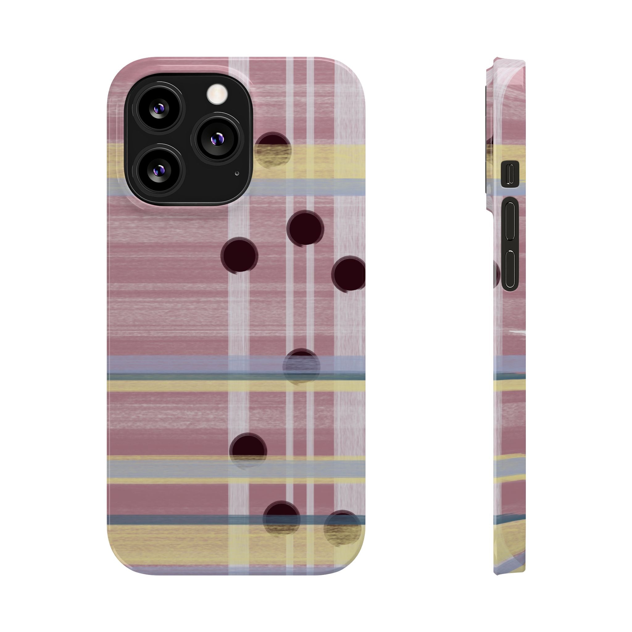 Slim Phone Case — Pink Plaid with Polka Dot Accent SATC Inspired