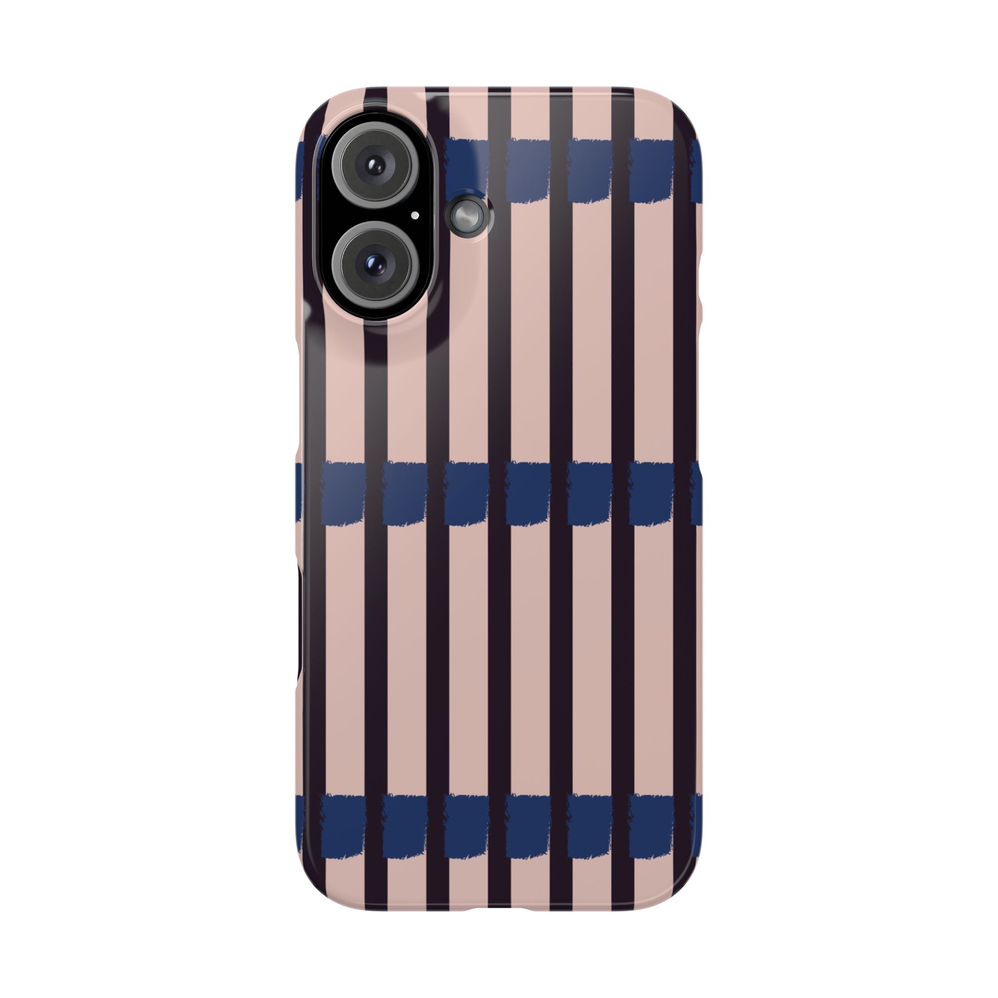Slim Phone Case — Minimalist Blush & Navy Stripe Pattern