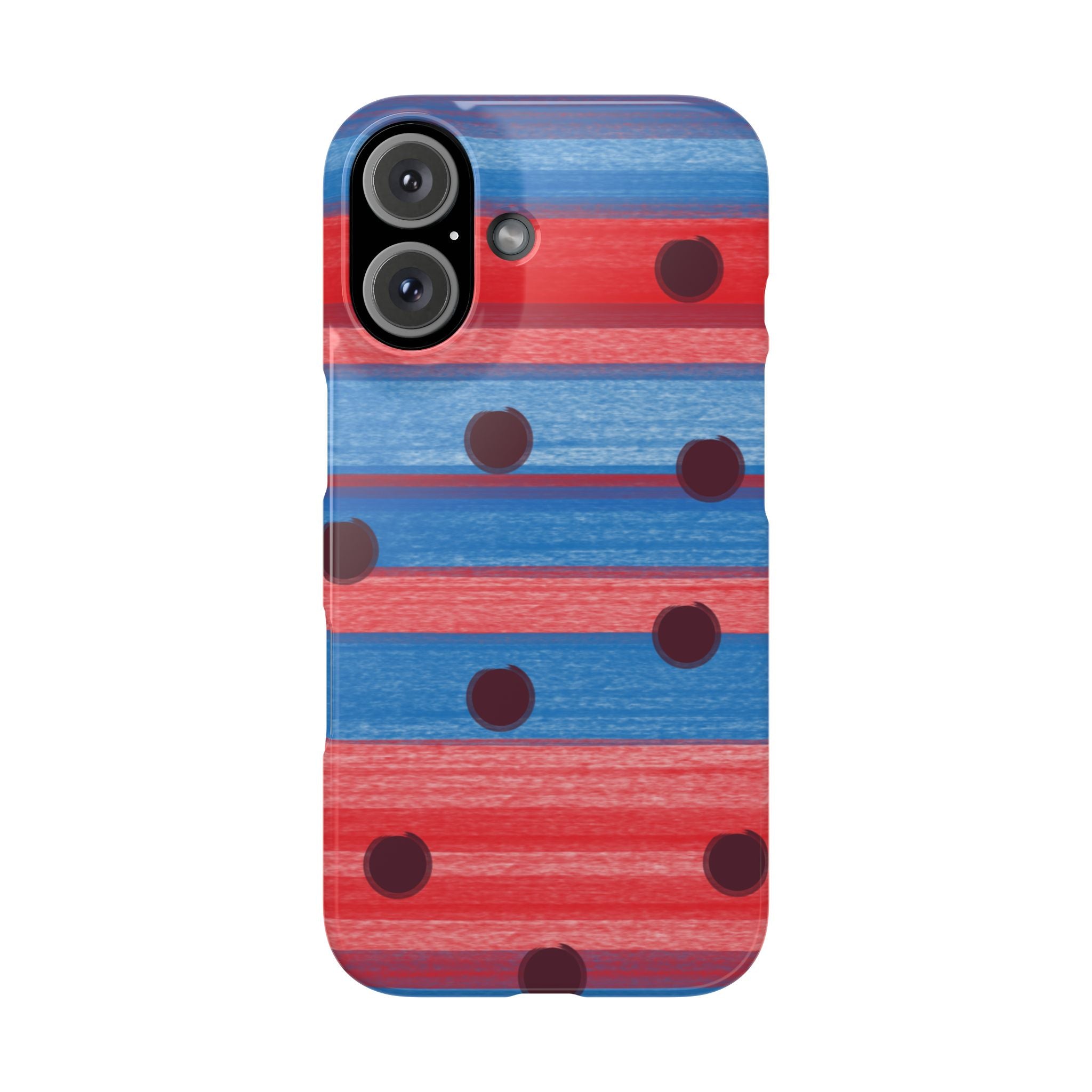 Slim Phone Case — Red & Blue Striped Polka Dot Pattern SATC Inspired
