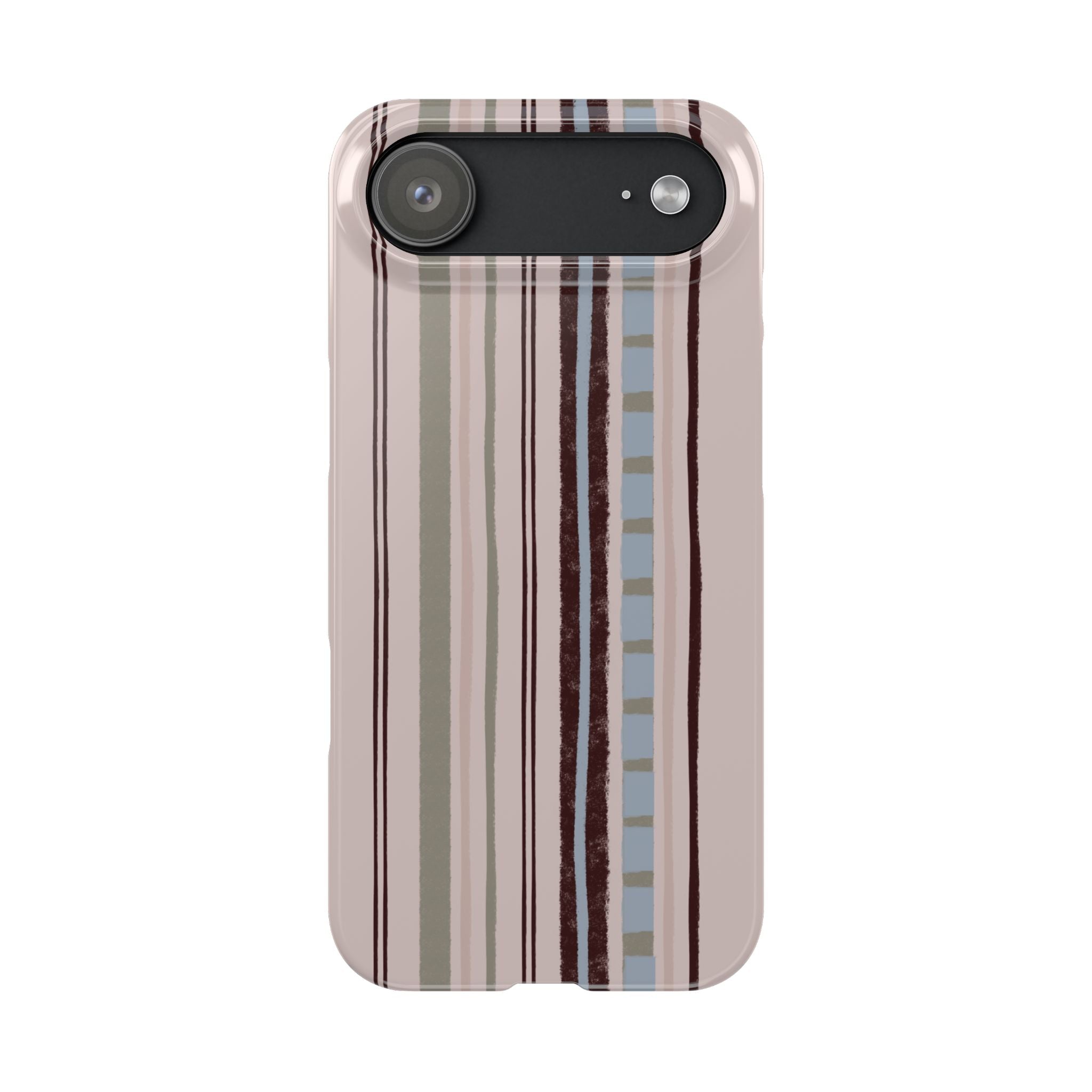 Slim Phone Case — Vintage Striped Pattern, Neutral Earthtone Protective Cover