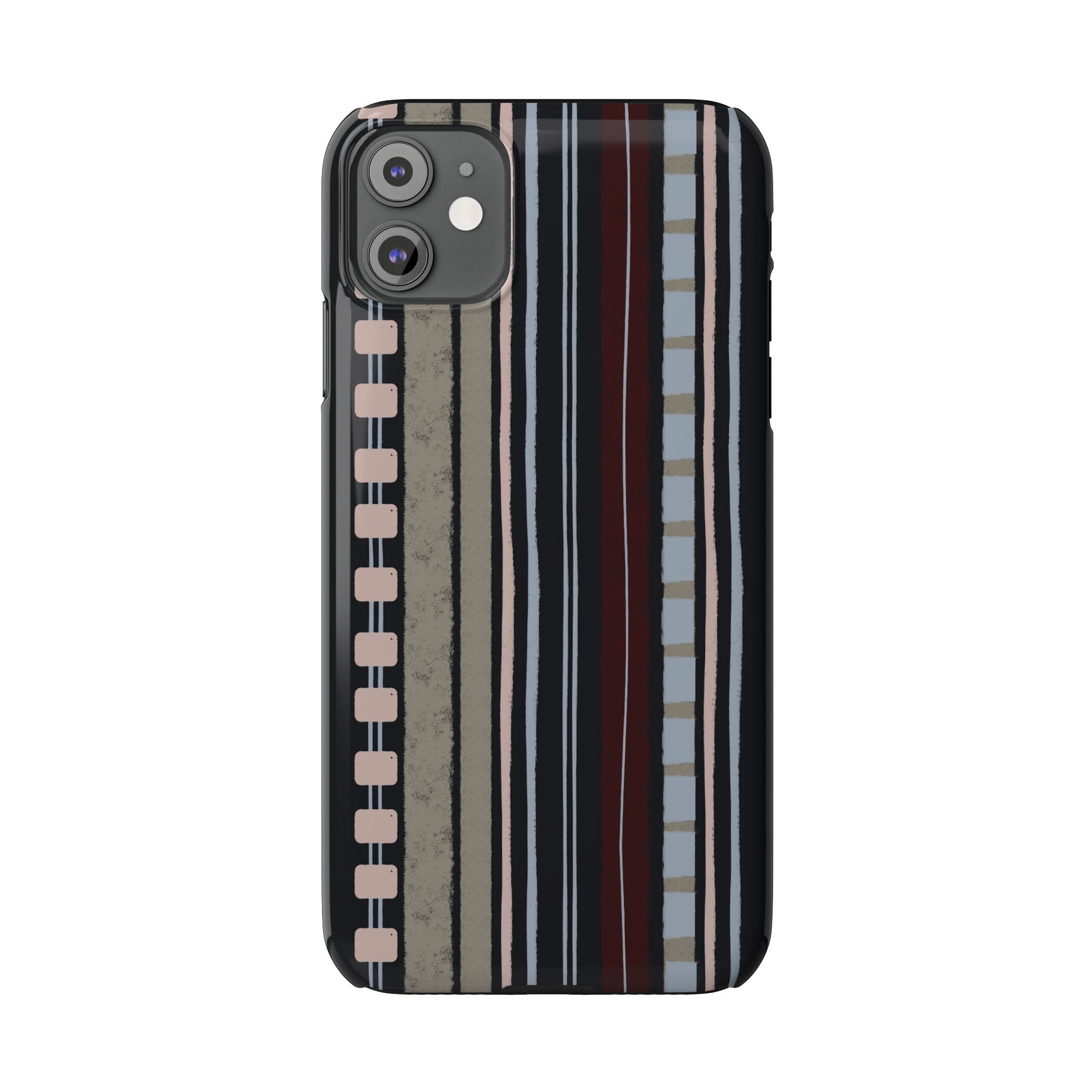 Slim Phone Case — Vintage Striped Pattern, Neutral Earthtone Protective Cover
