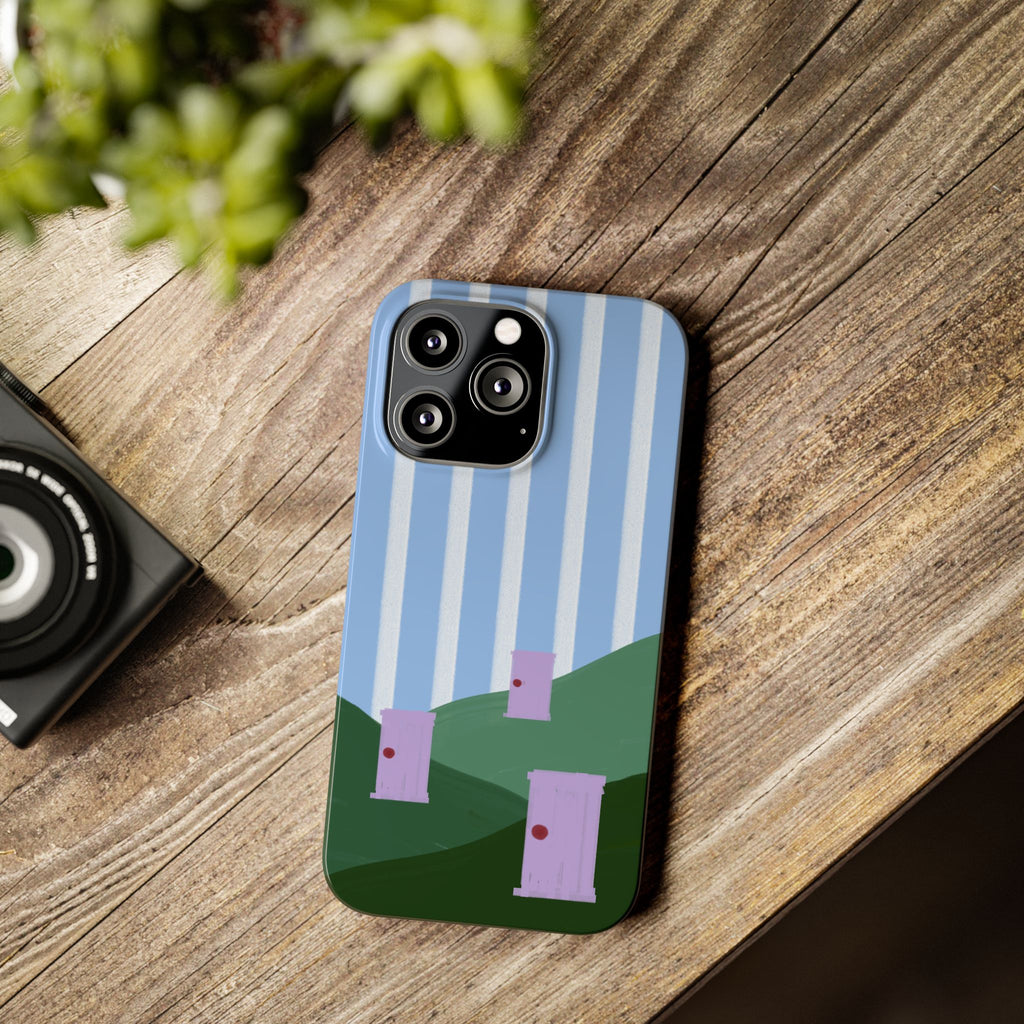 Slim Phone Case — Whimsical Purple Doorway on Green Hills Backrooms-Inspired