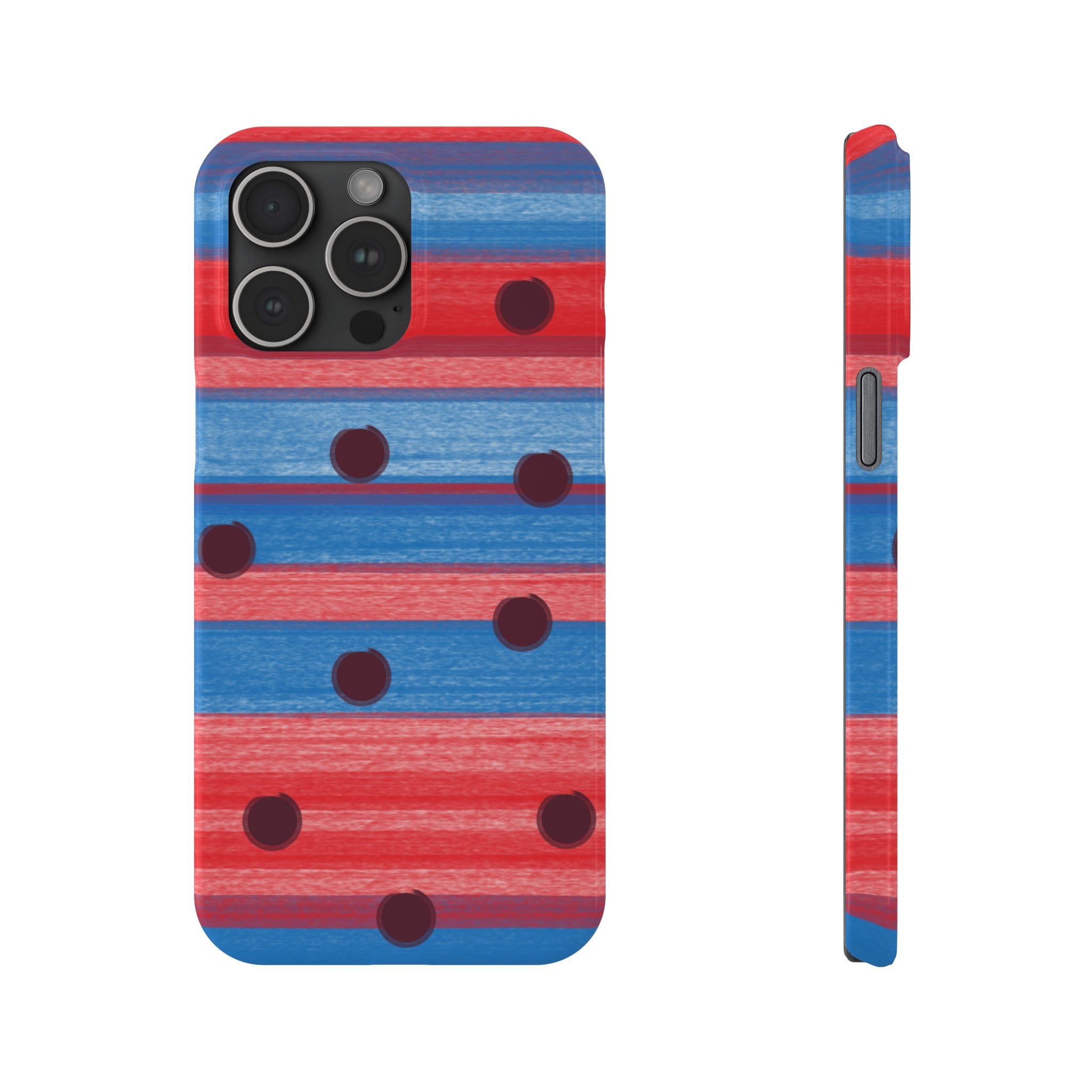 Slim Phone Case — Red & Blue Striped Polka Dot Pattern SATC Inspired
