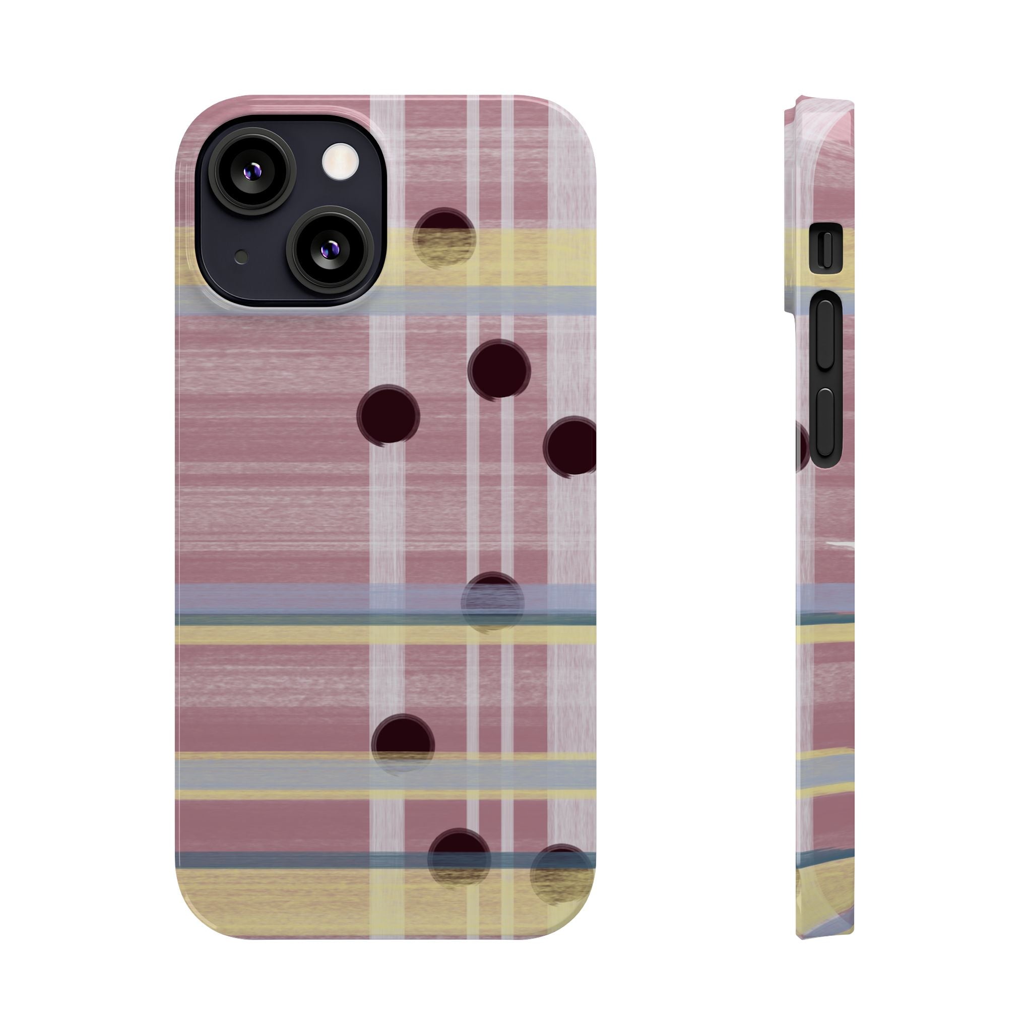 Slim Phone Case — Pink Plaid with Polka Dot Accent SATC Inspired