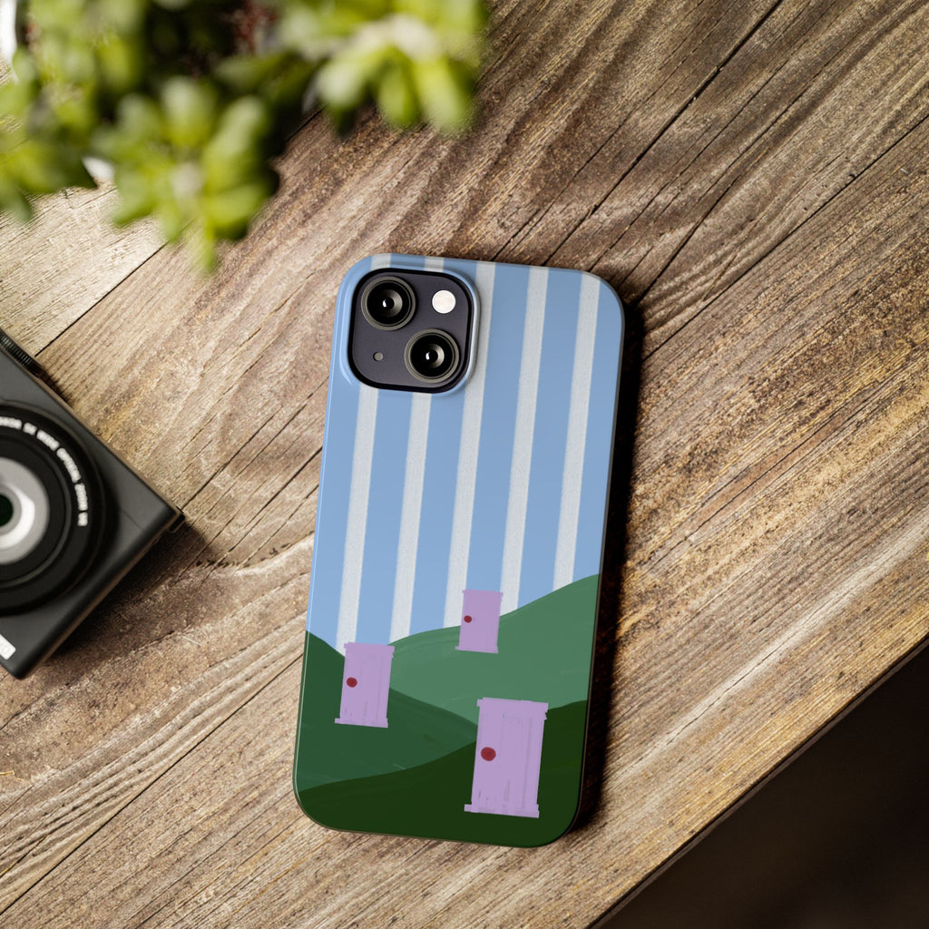 Slim Phone Case — Whimsical Purple Doorway on Green Hills Backrooms-Inspired