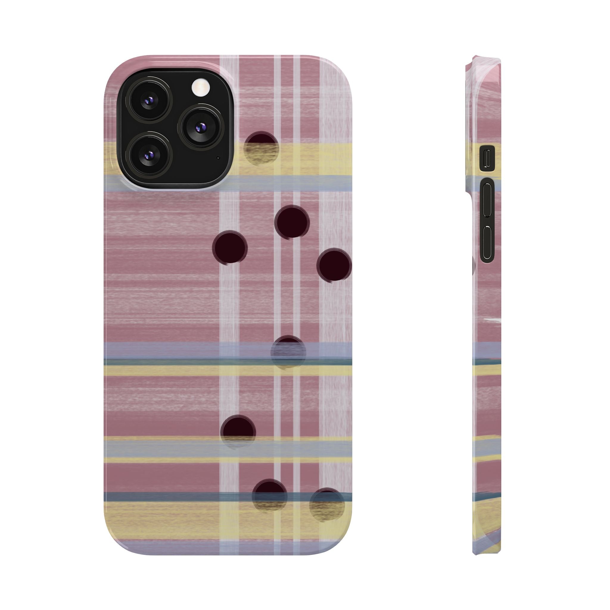Slim Phone Case — Pink Plaid with Polka Dot Accent SATC Inspired