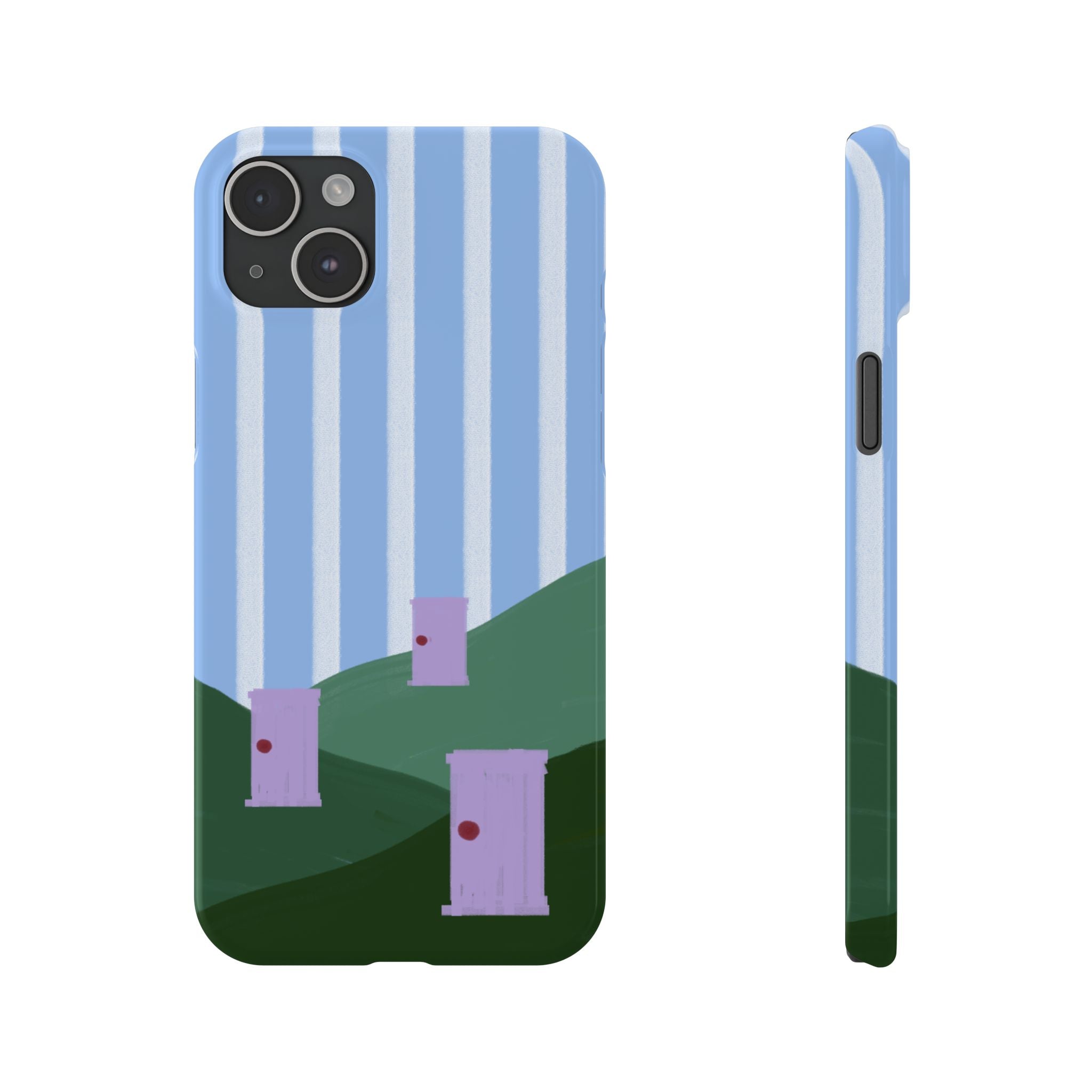 Slim Phone Case — Whimsical Purple Doorway on Green Hills Backrooms-Inspired