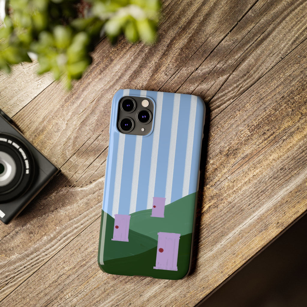 Slim Phone Case — Whimsical Purple Doorway on Green Hills Backrooms-Inspired