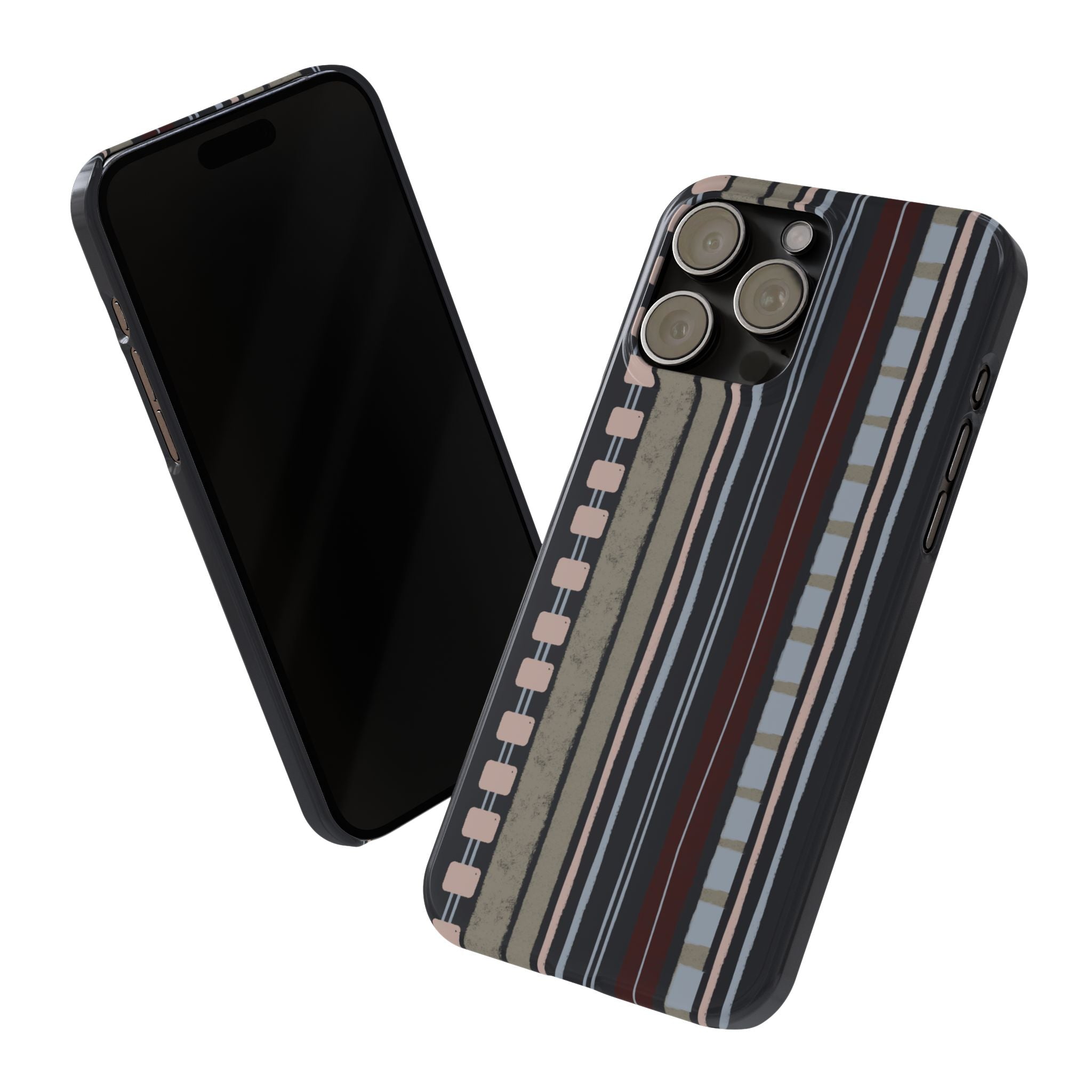 Slim Phone Case — Vintage Striped Pattern, Neutral Earthtone Protective Cover