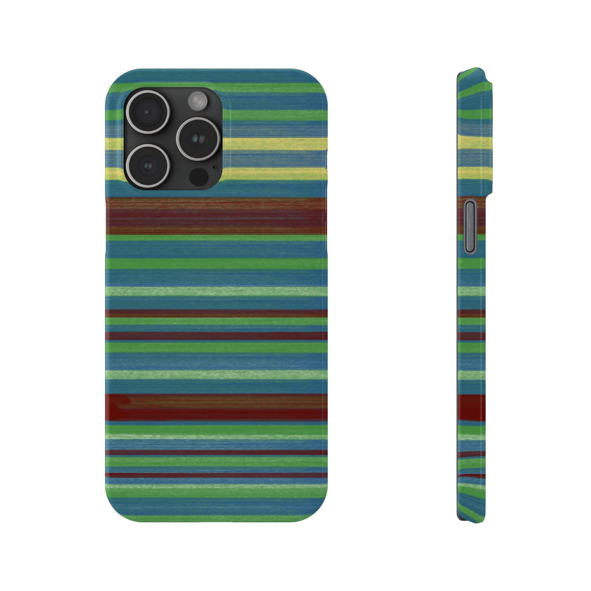 Striped Green Slim Phone Case — Blue & Teal Horizontal Stripes SATC Inspired