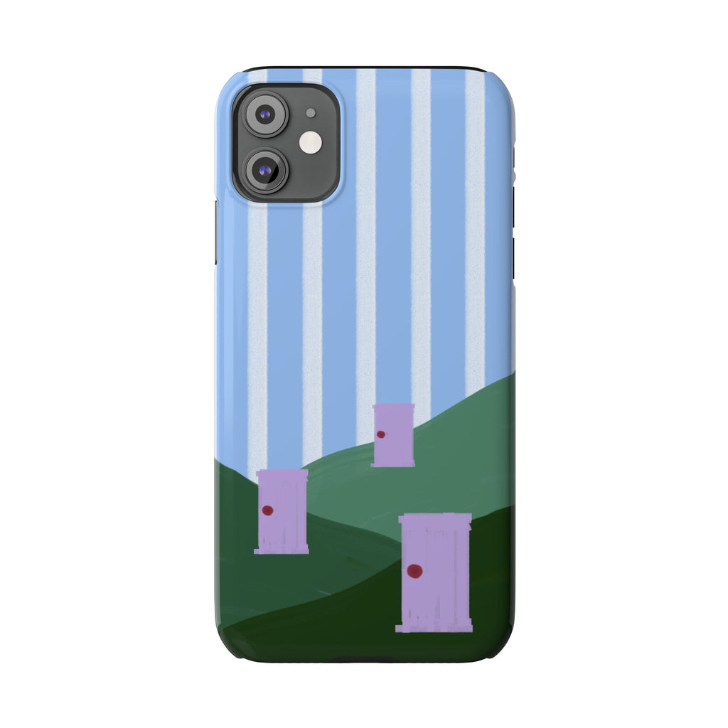 Slim Phone Case — Whimsical Purple Doorway on Green Hills Backrooms-Inspired
