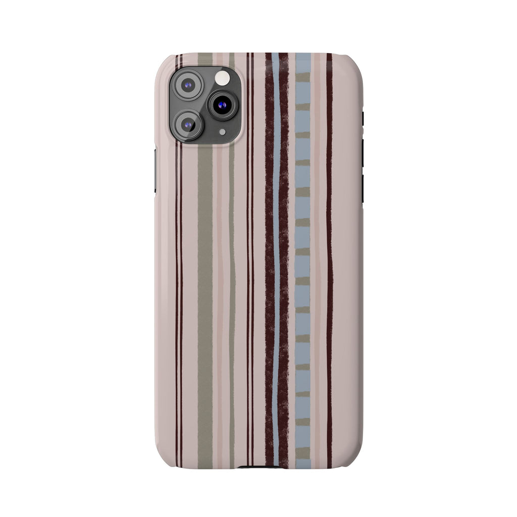 Slim Phone Case — Vintage Striped Pattern, Neutral Earthtone Protective Cover