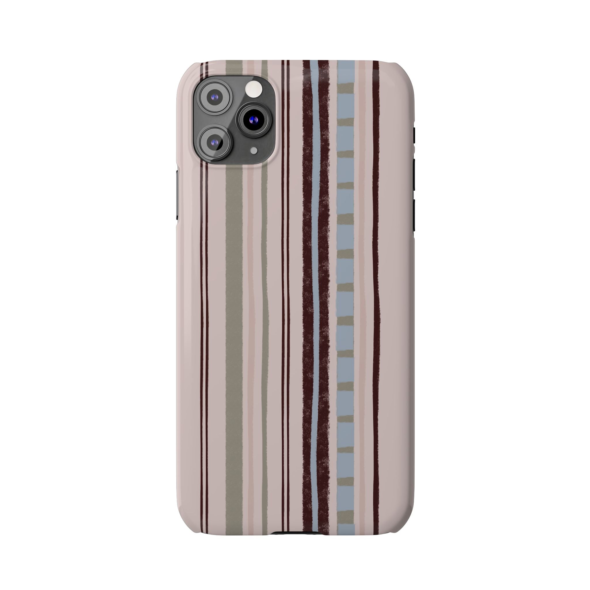Slim Phone Case — Vintage Striped Pattern, Neutral Earthtone Protective Cover