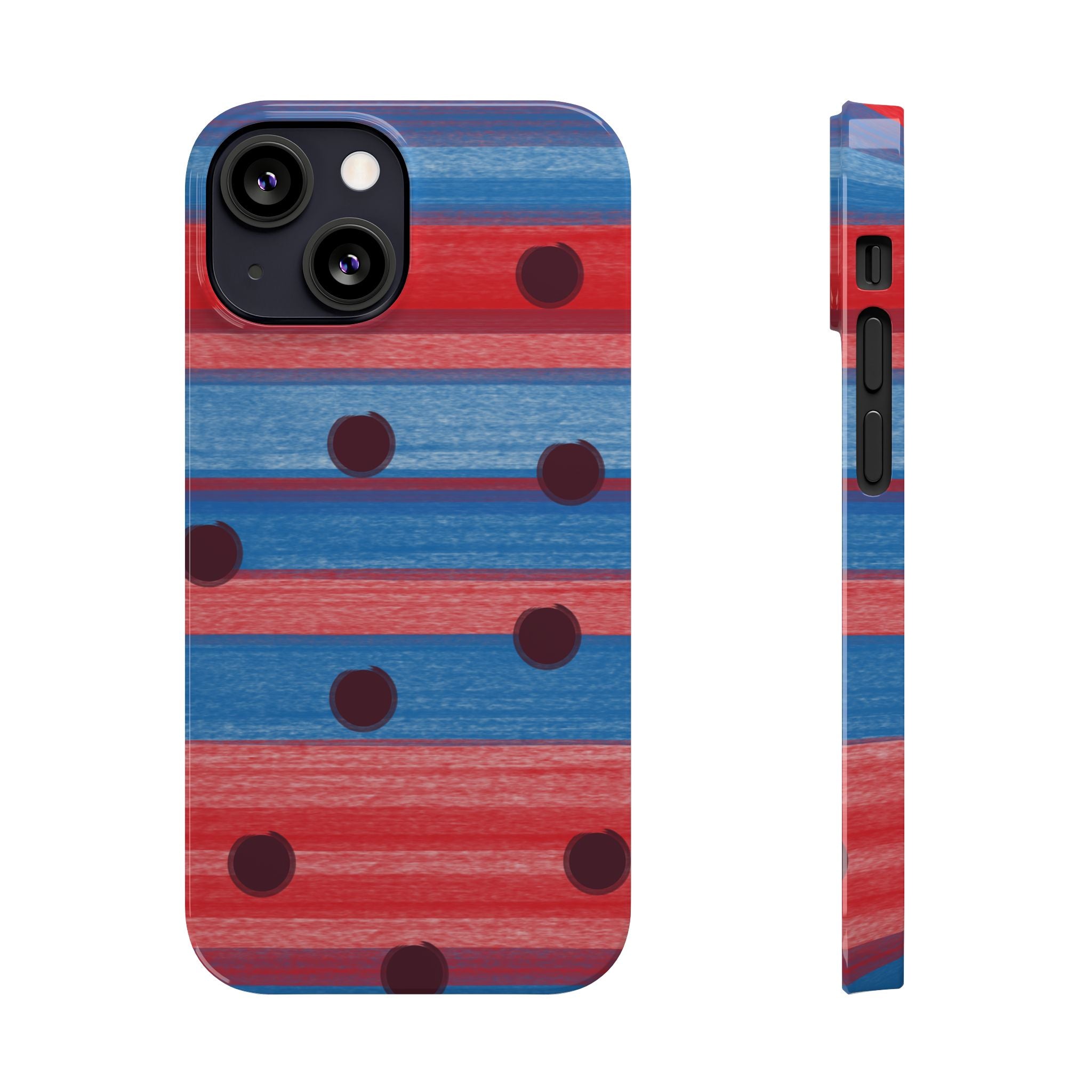 Slim Phone Case — Red & Blue Striped Polka Dot Pattern SATC Inspired