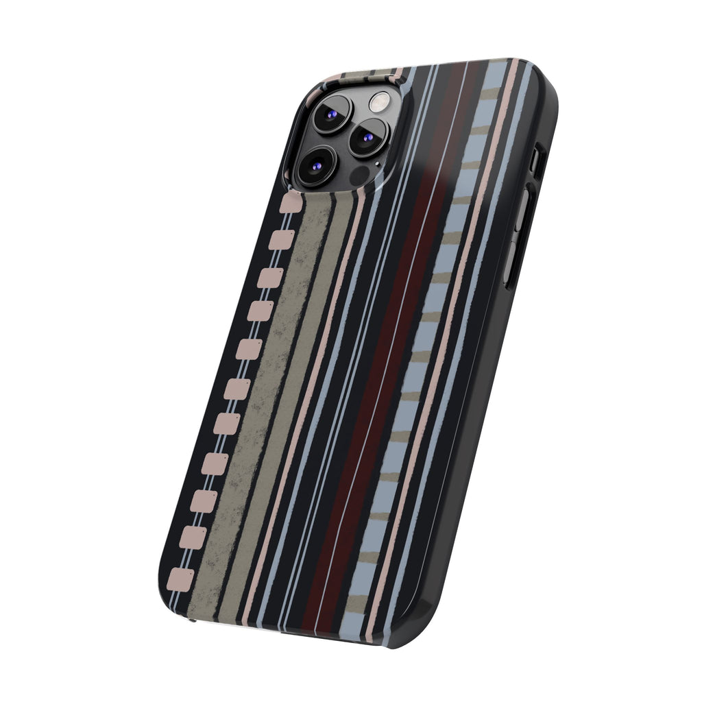 Slim Phone Case — Vintage Striped Pattern, Neutral Earthtone Protective Cover