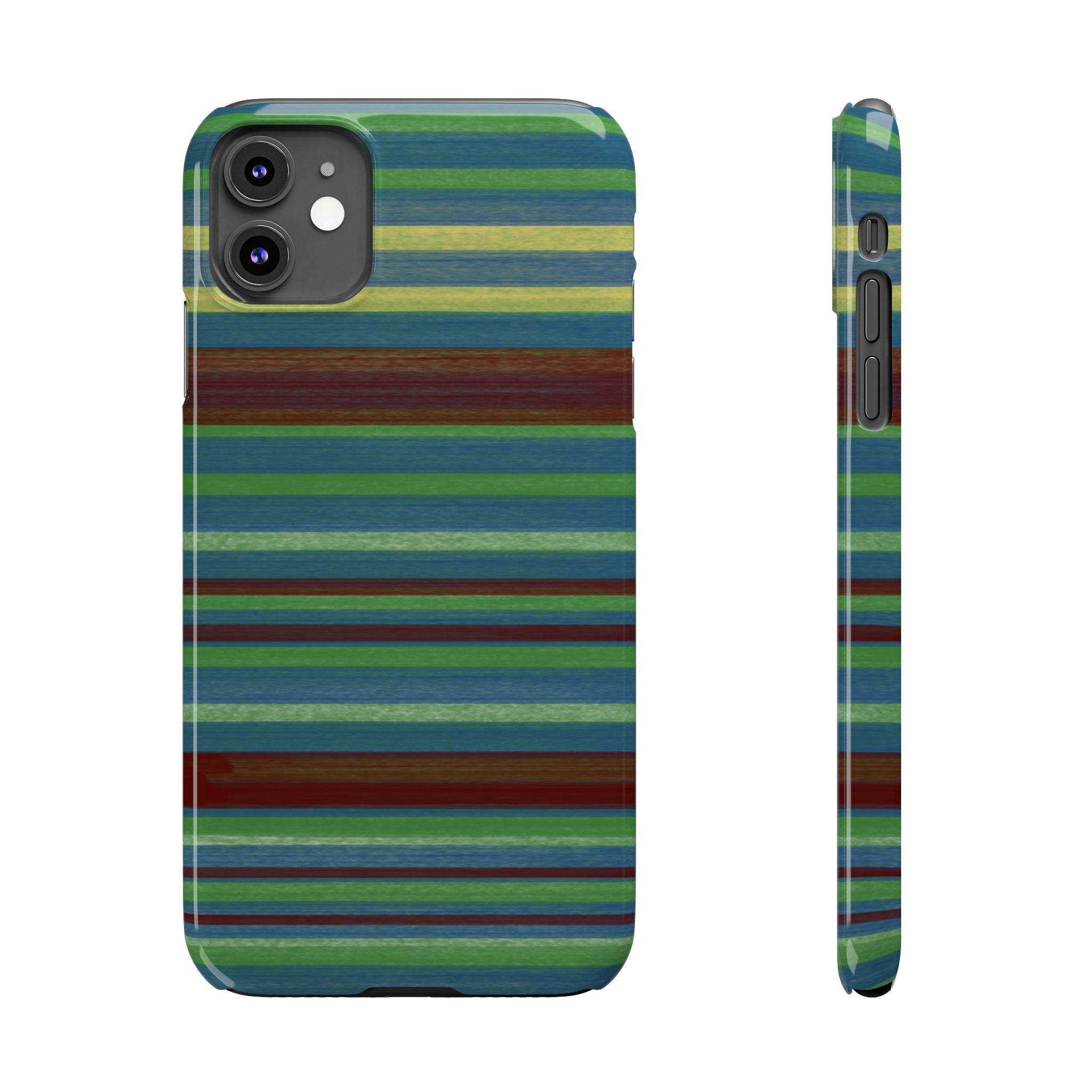 Striped Green Slim Phone Case — Blue & Teal Horizontal Stripes SATC Inspired