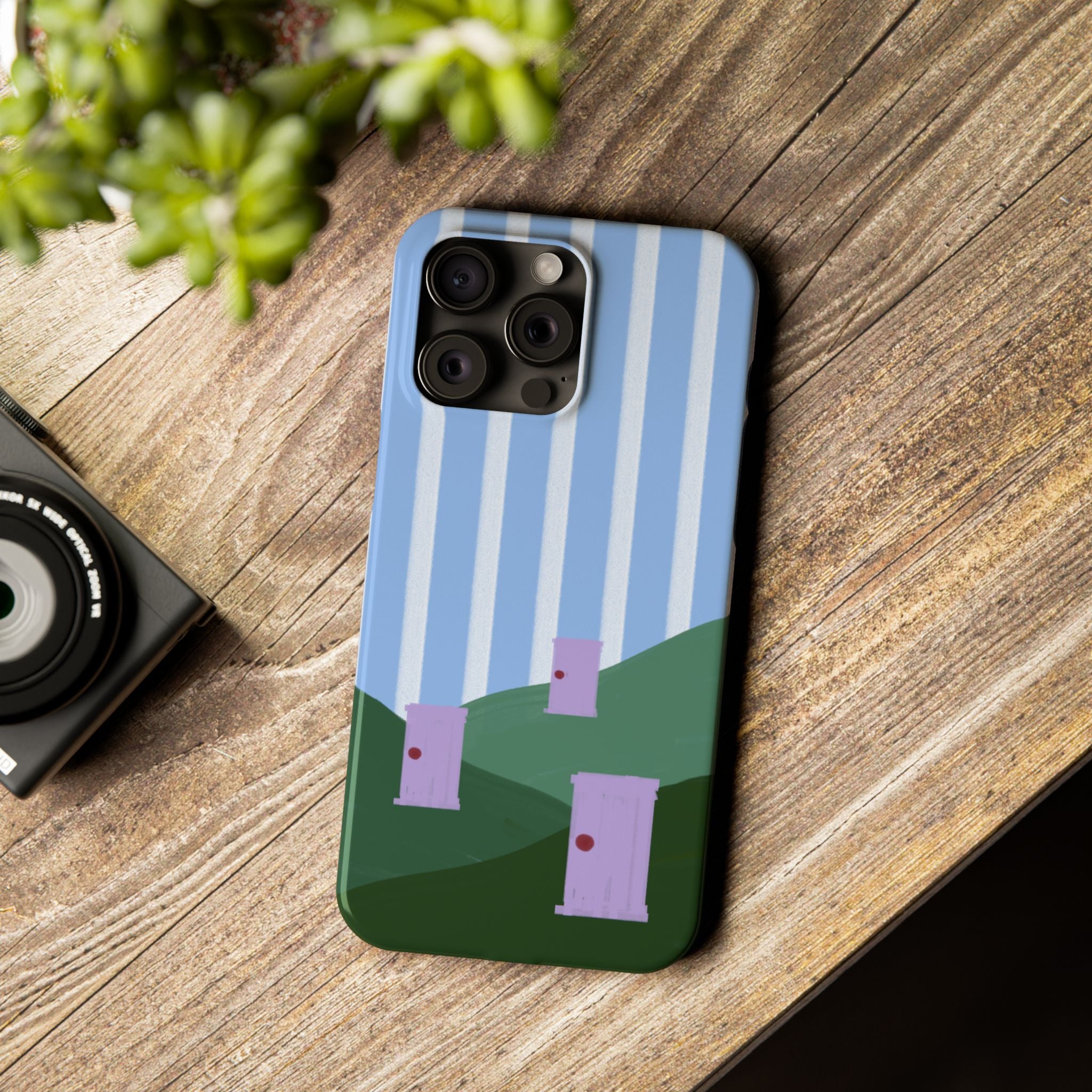 Slim Phone Case — Whimsical Purple Doorway on Green Hills Backrooms-Inspired
