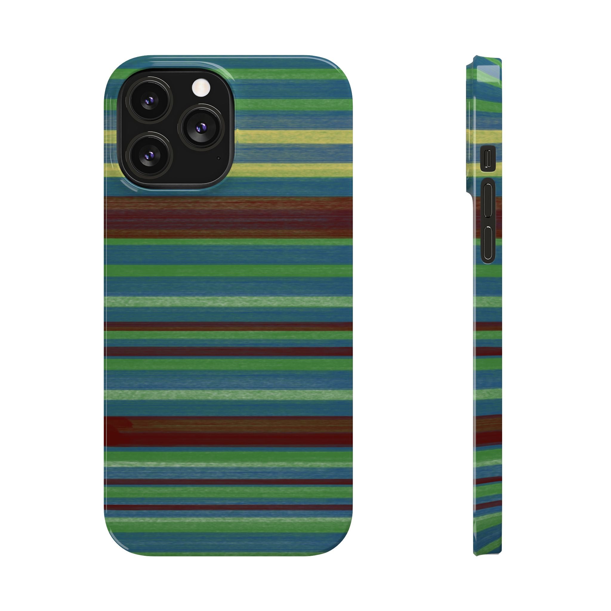 Striped Green Slim Phone Case — Blue & Teal Horizontal Stripes SATC Inspired