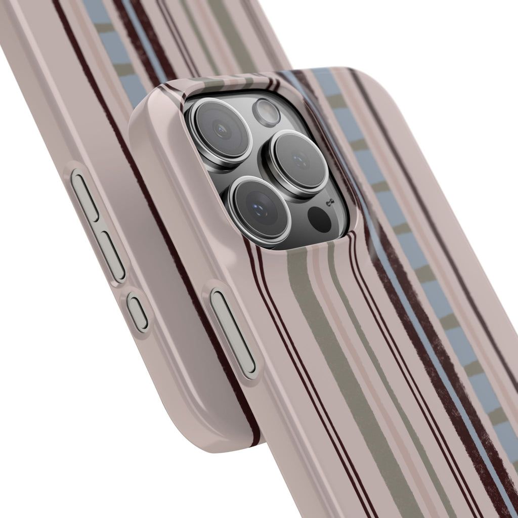 Slim Phone Case — Vintage Striped Pattern, Neutral Earthtone Protective Cover