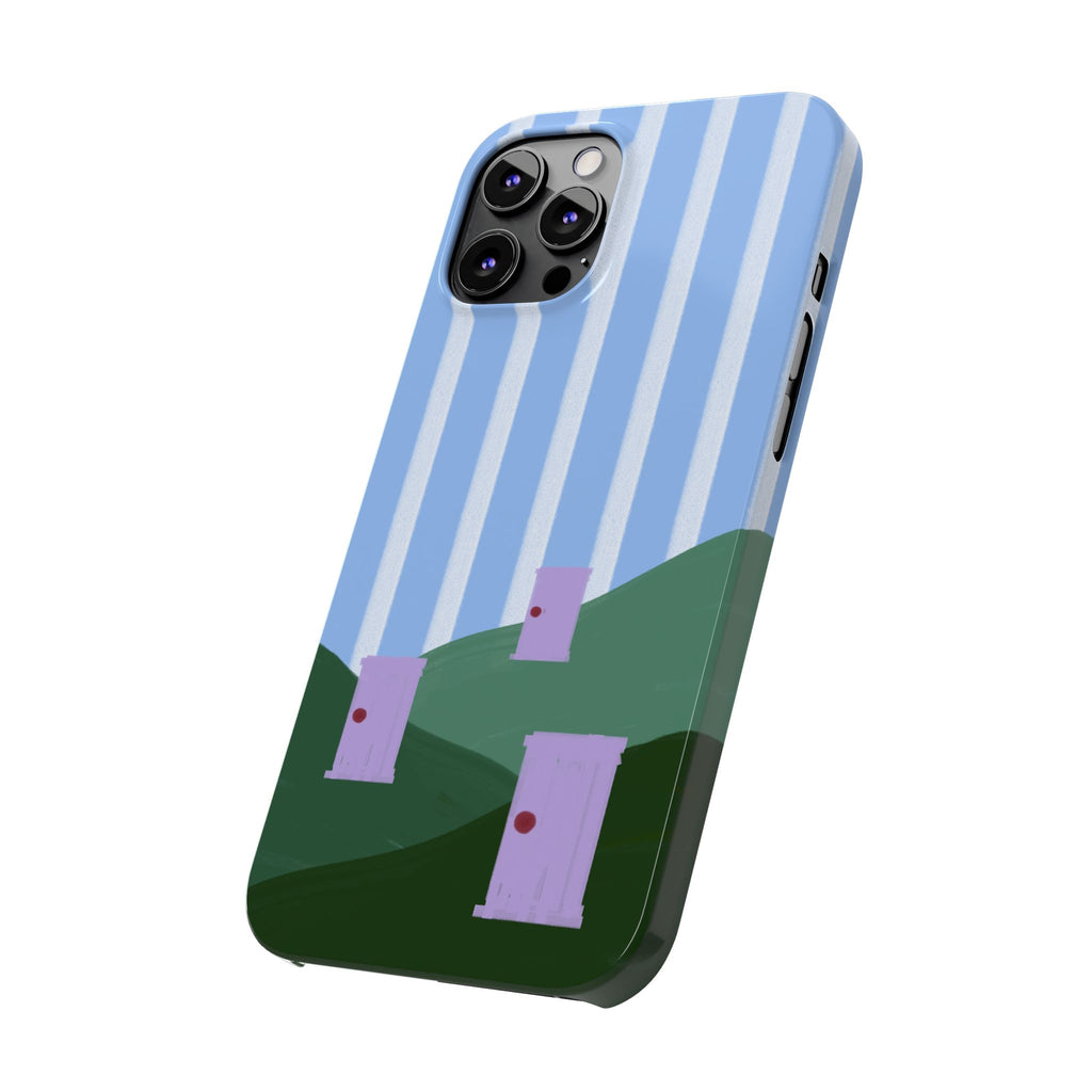 Slim Phone Case — Whimsical Purple Doorway on Green Hills Backrooms-Inspired