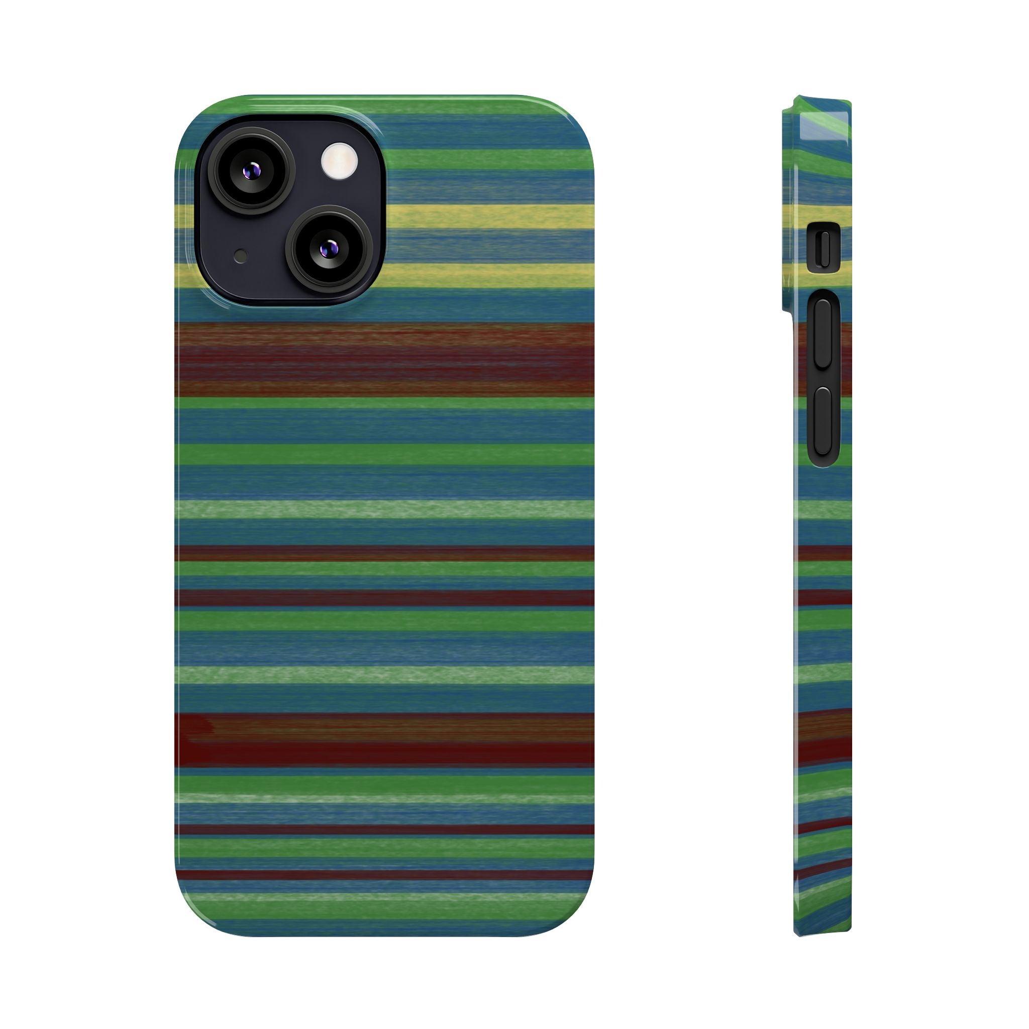 Striped Green Slim Phone Case — Blue & Teal Horizontal Stripes SATC Inspired