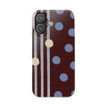 Polka Dot & Stripe Slim Phone Case — Burgundy Blue Retro Pattern