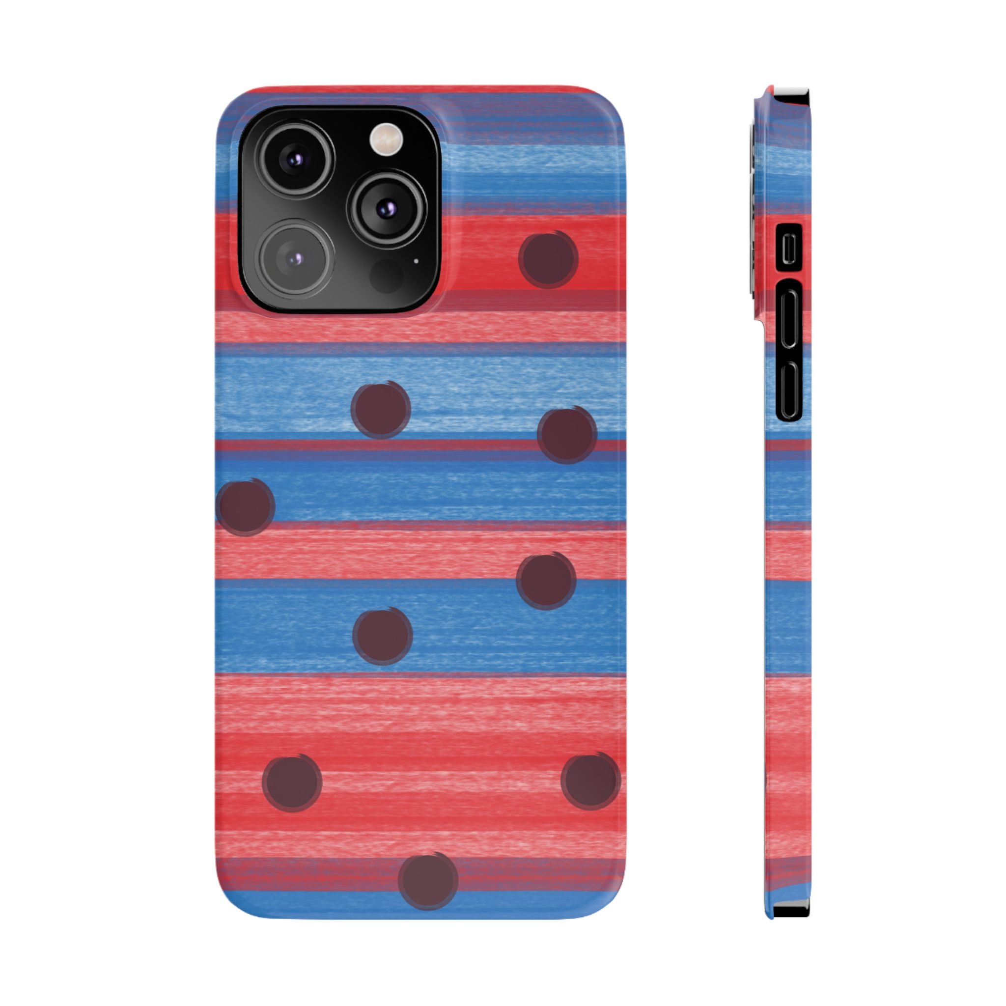 Slim Phone Case — Red & Blue Striped Polka Dot Pattern SATC Inspired