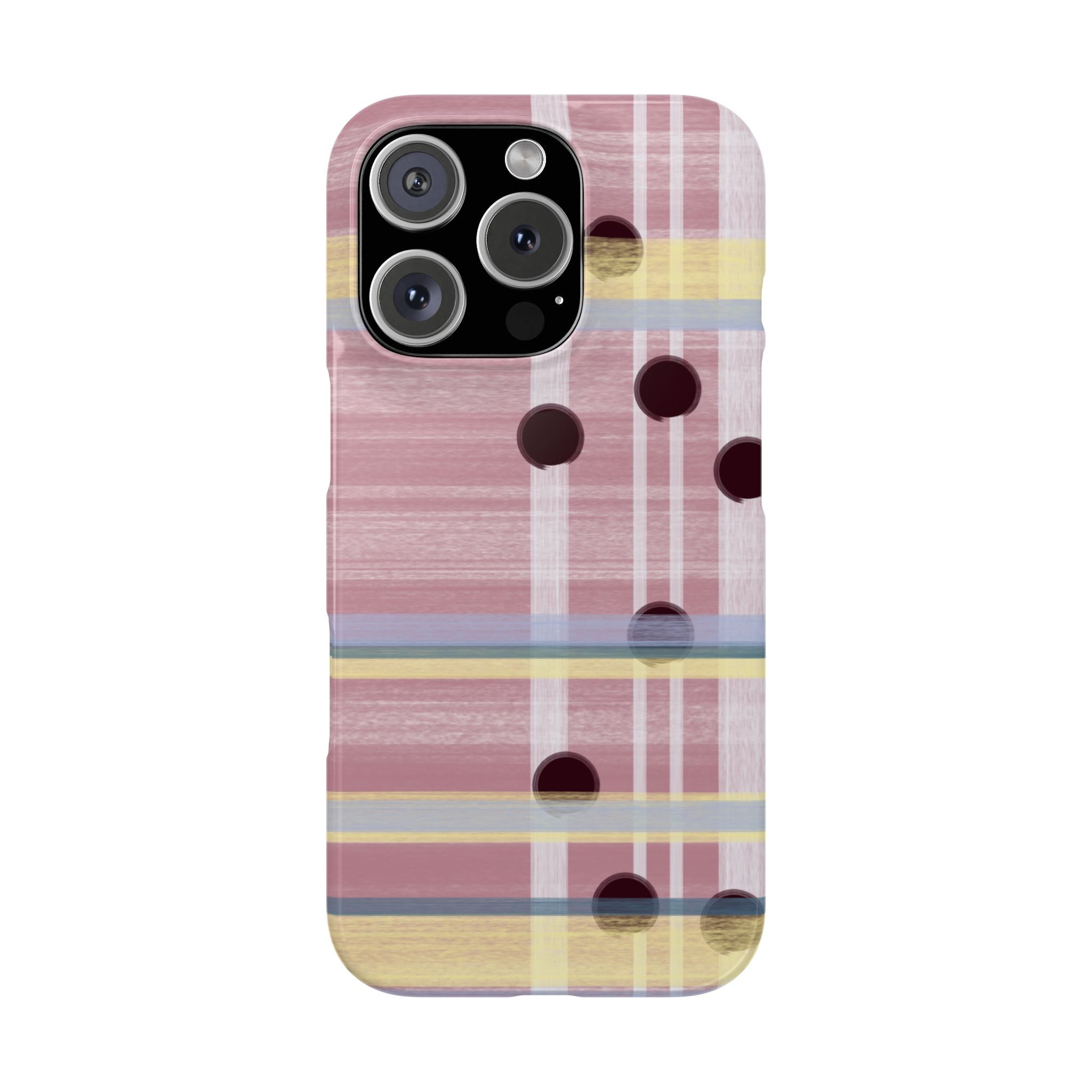 Slim Phone Case — Pink Plaid with Polka Dot Accent SATC Inspired