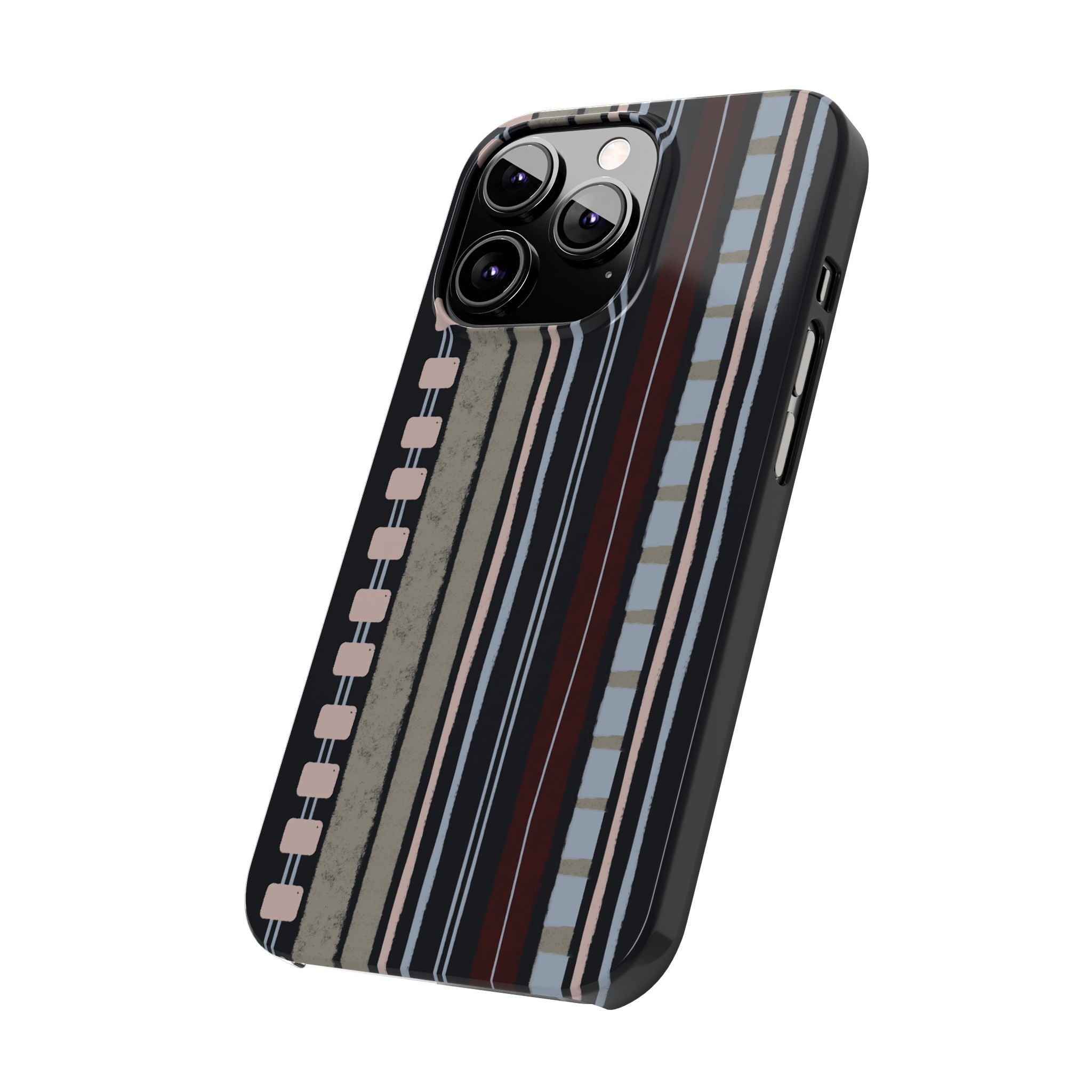 Slim Phone Case — Vintage Striped Pattern, Neutral Earthtone Protective Cover
