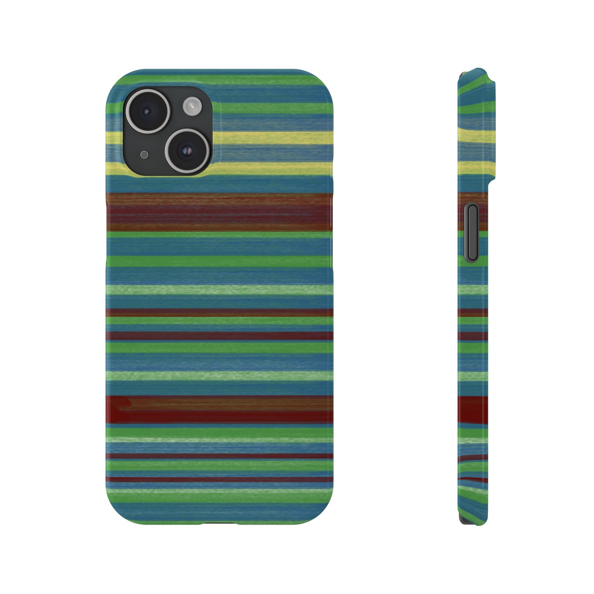 Striped Green Slim Phone Case — Blue & Teal Horizontal Stripes SATC Inspired