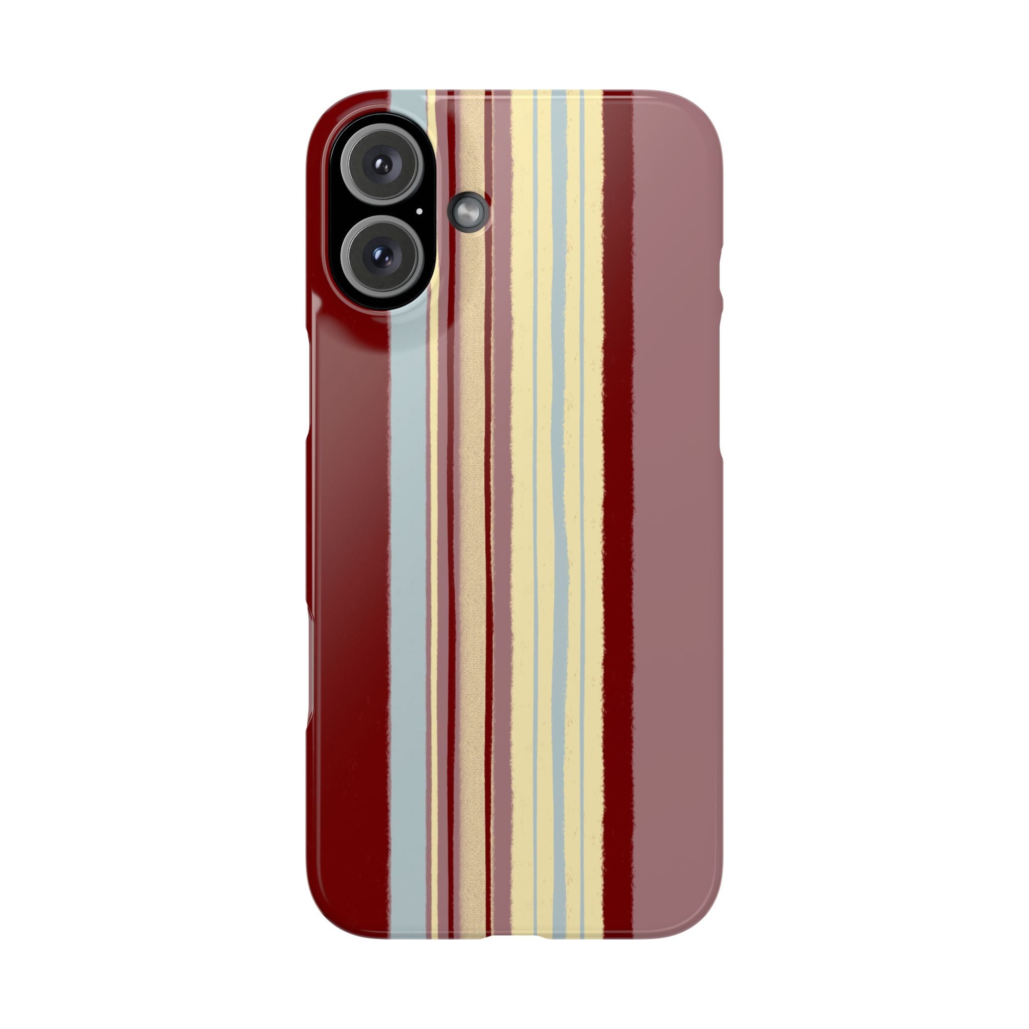 Slim Phone Case — Retro Vertical Stripe Design (Red, Blush, Cream)