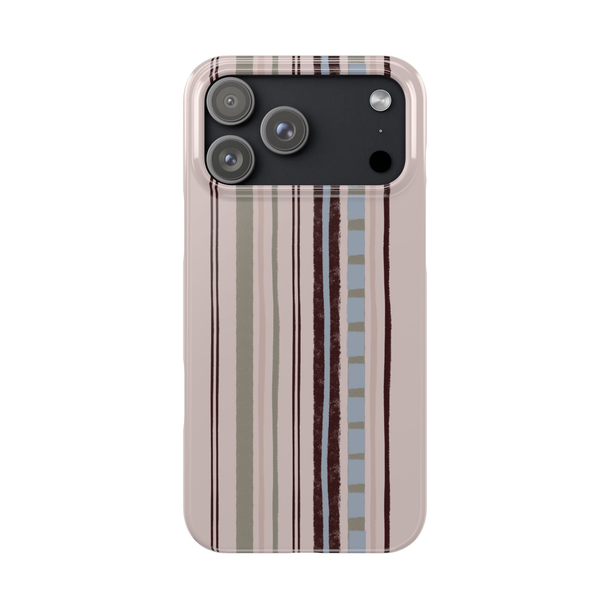 Slim Phone Case — Vintage Striped Pattern, Neutral Earthtone Protective Cover
