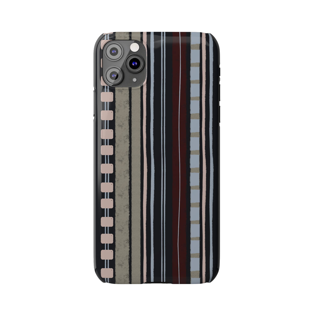 Slim Phone Case — Vintage Striped Pattern, Neutral Earthtone Protective Cover