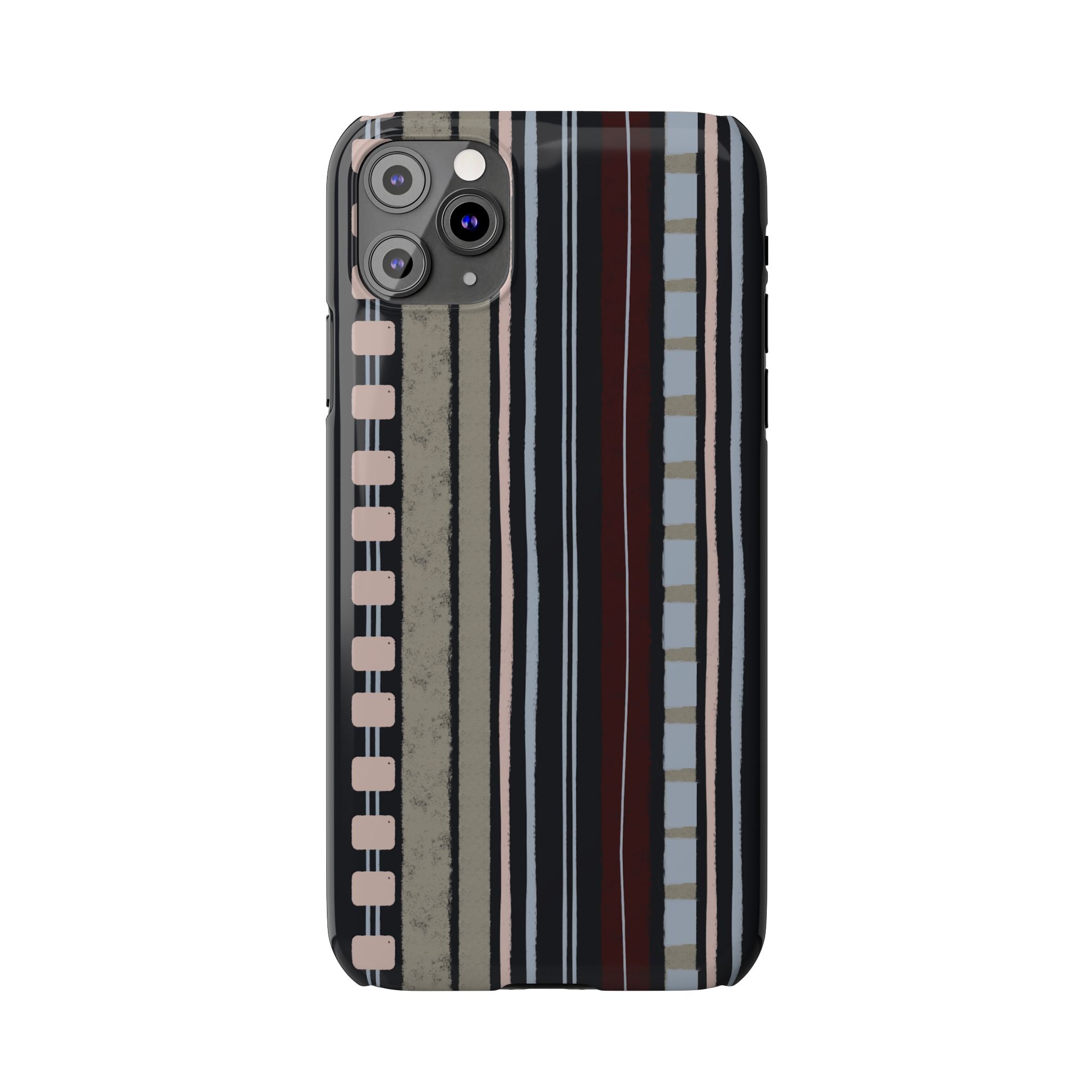 Slim Phone Case — Vintage Striped Pattern, Neutral Earthtone Protective Cover