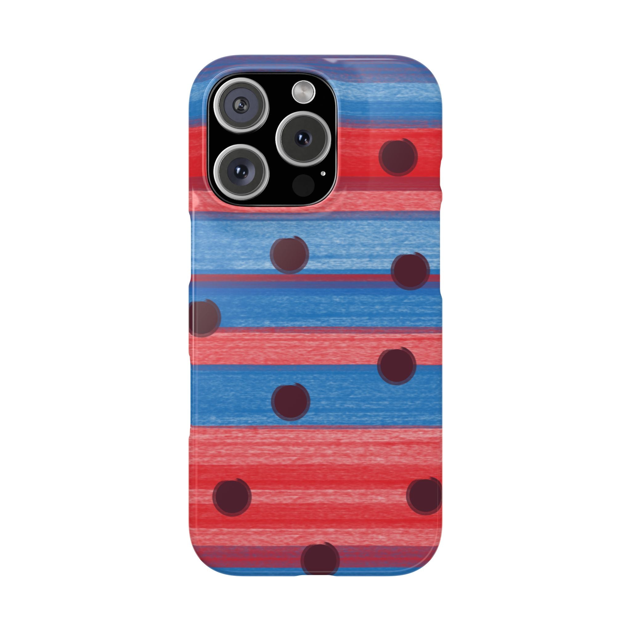 Slim Phone Case — Red & Blue Striped Polka Dot Pattern SATC Inspired
