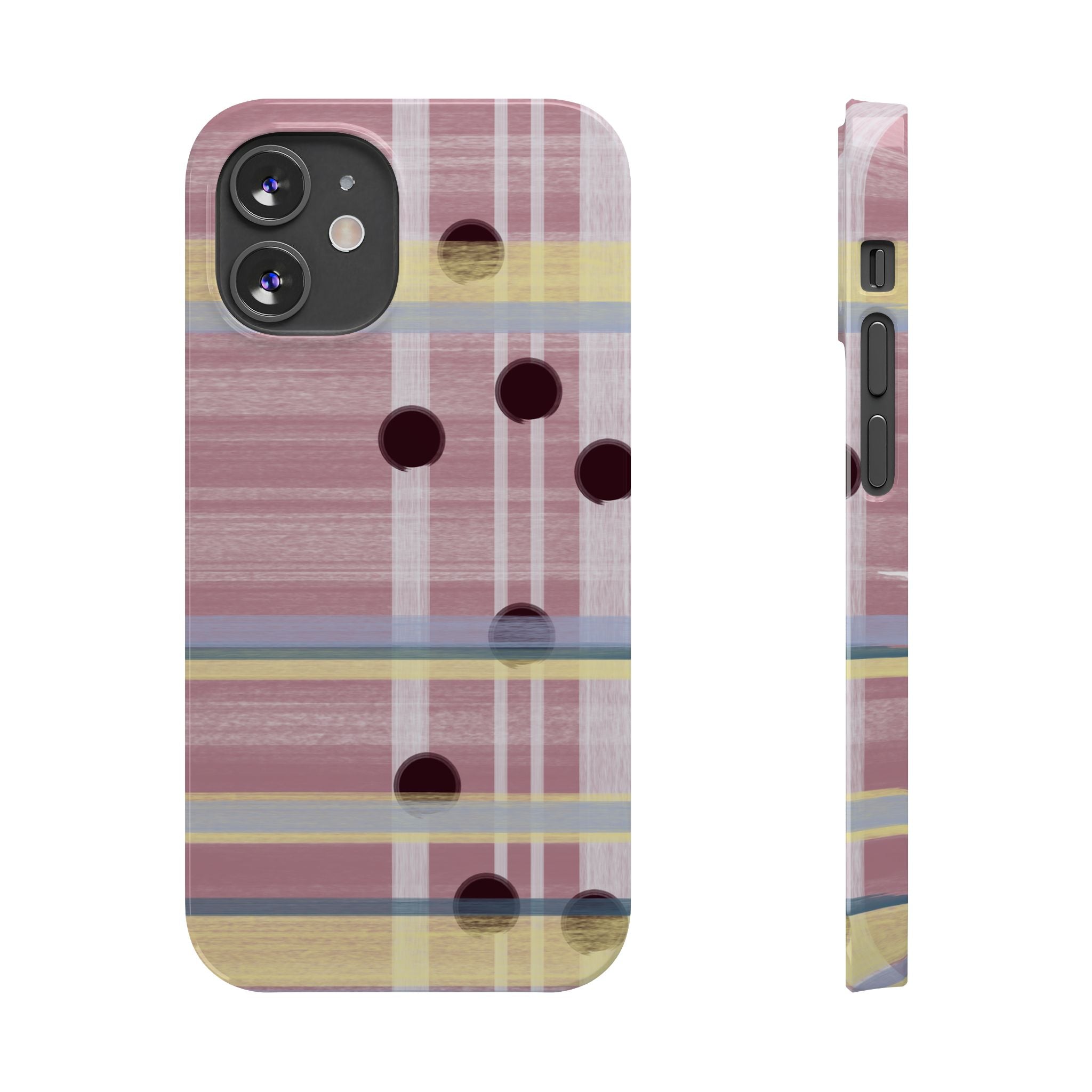 Slim Phone Case — Pink Plaid with Polka Dot Accent SATC Inspired