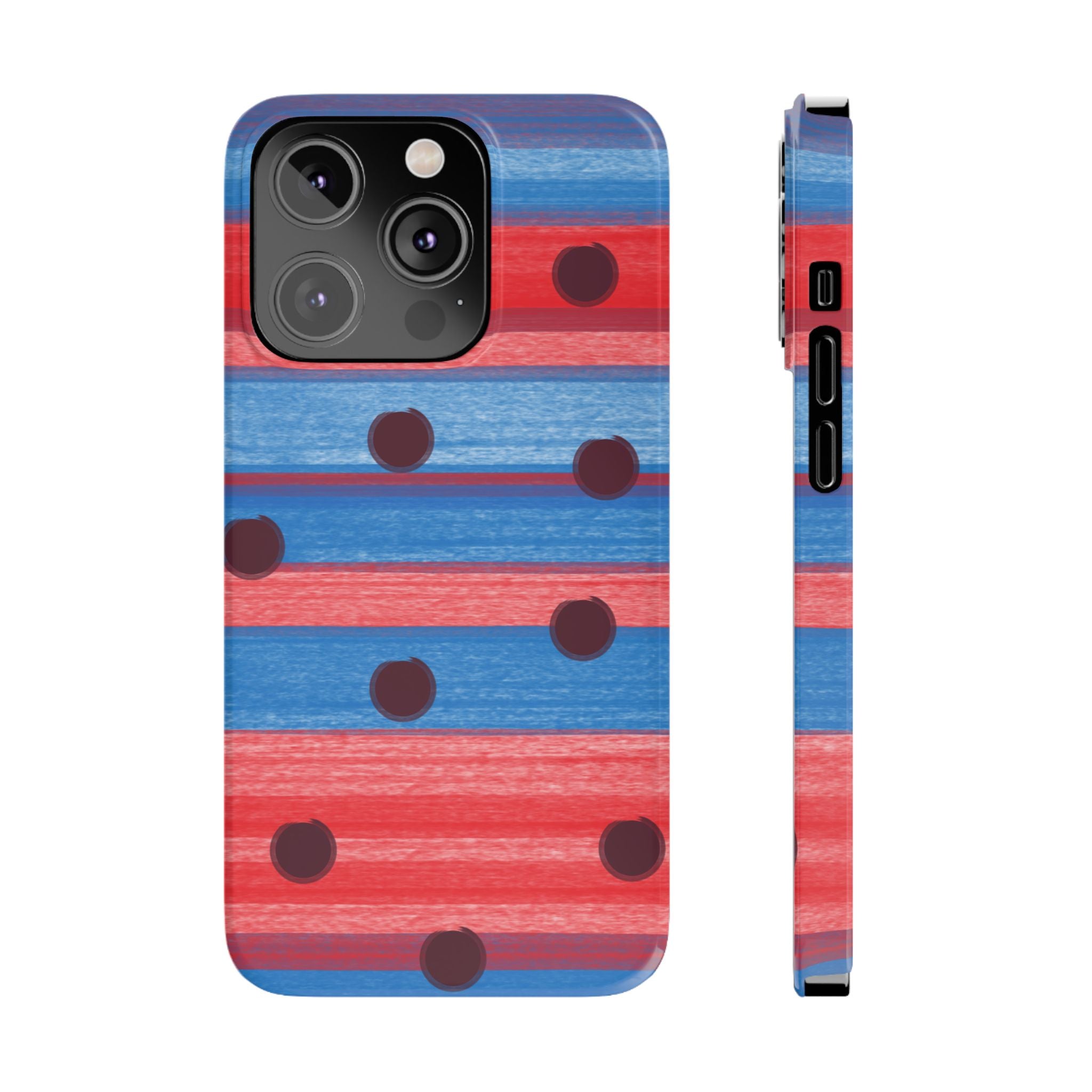 Slim Phone Case — Red & Blue Striped Polka Dot Pattern SATC Inspired