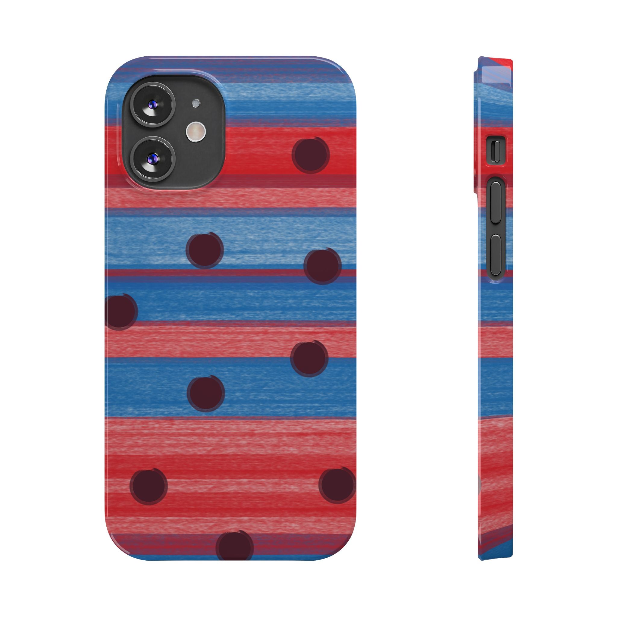 Slim Phone Case — Red & Blue Striped Polka Dot Pattern SATC Inspired