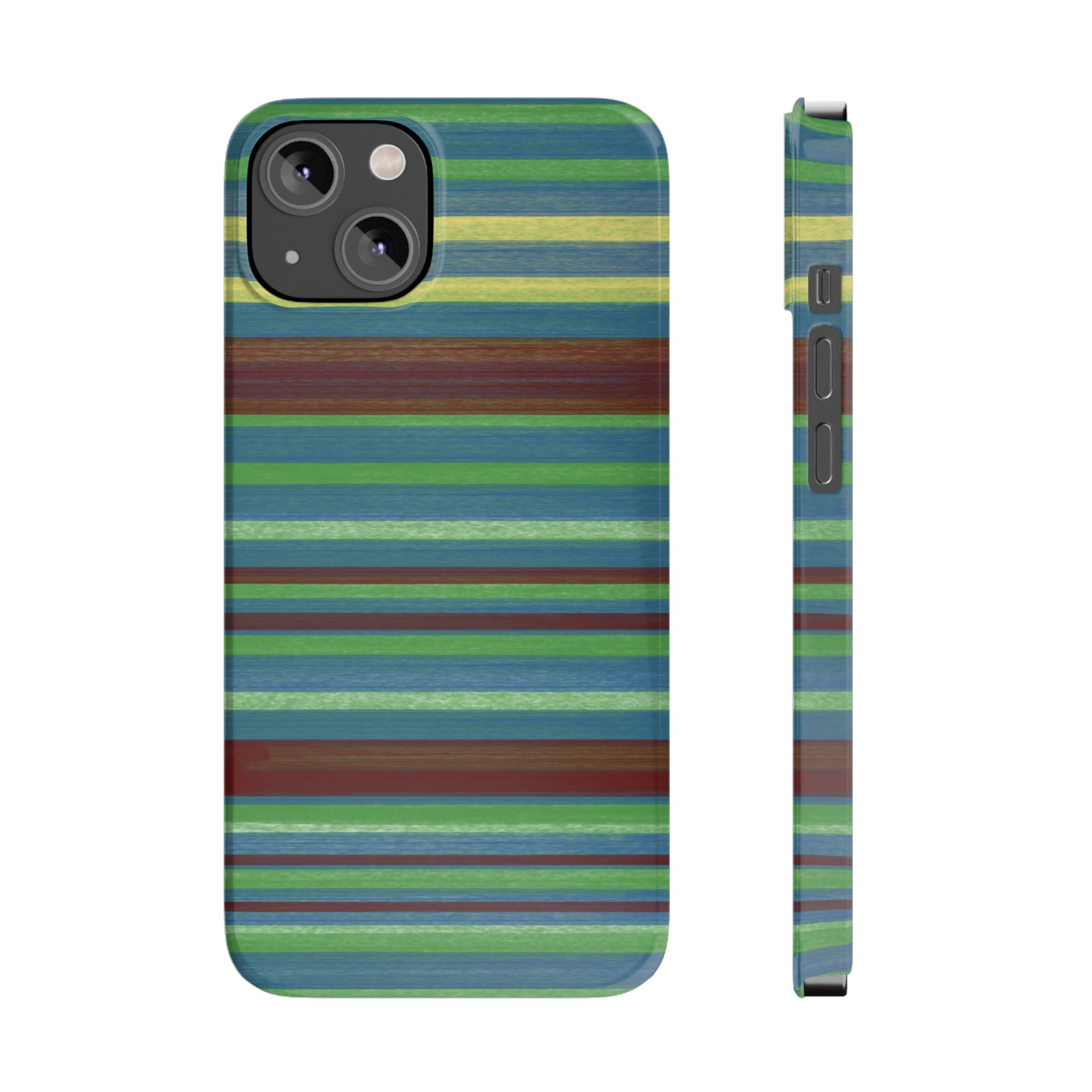 Striped Green Slim Phone Case — Blue & Teal Horizontal Stripes SATC Inspired